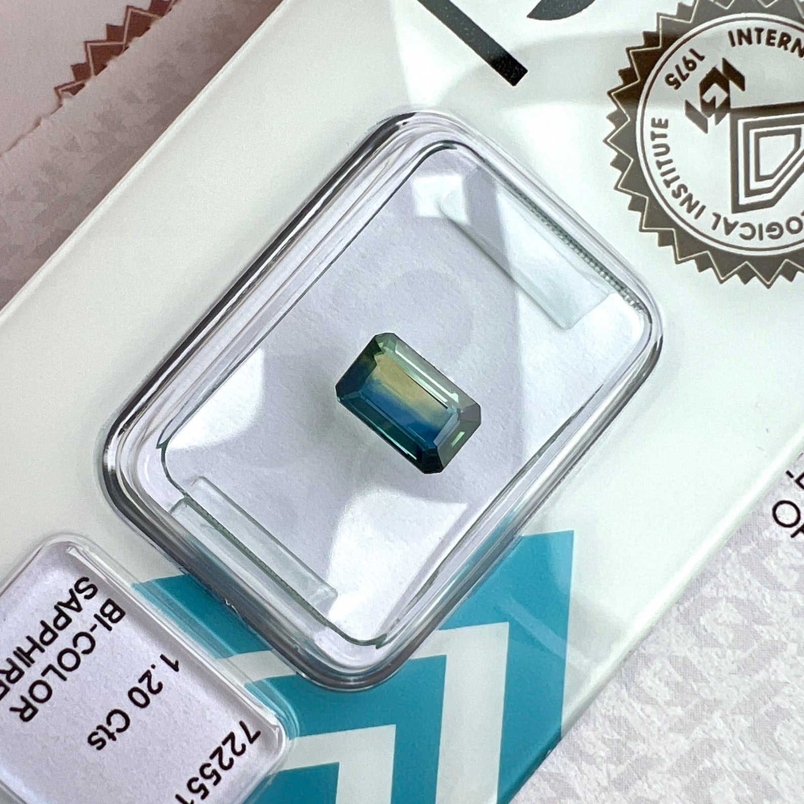NATURAL 1.20ct IGI Certified Bi Colour Blue Yellow AUSTRALIAN Sapphire Octagon — view 4