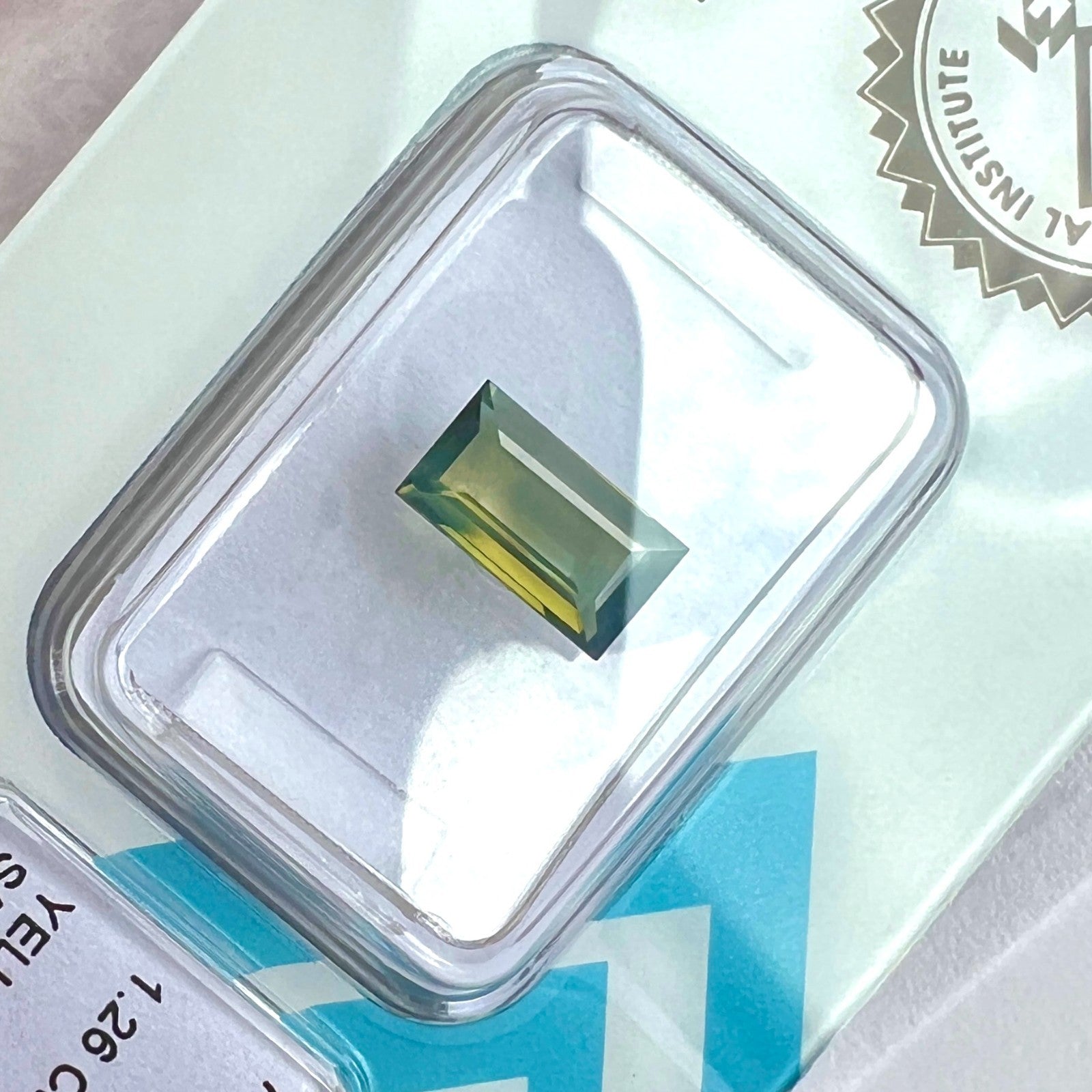 IGI CERTIFIED 1.26ct UNTREATED Deep Blue Yellow Sapphire AUSTRALIAN Baguette Cut