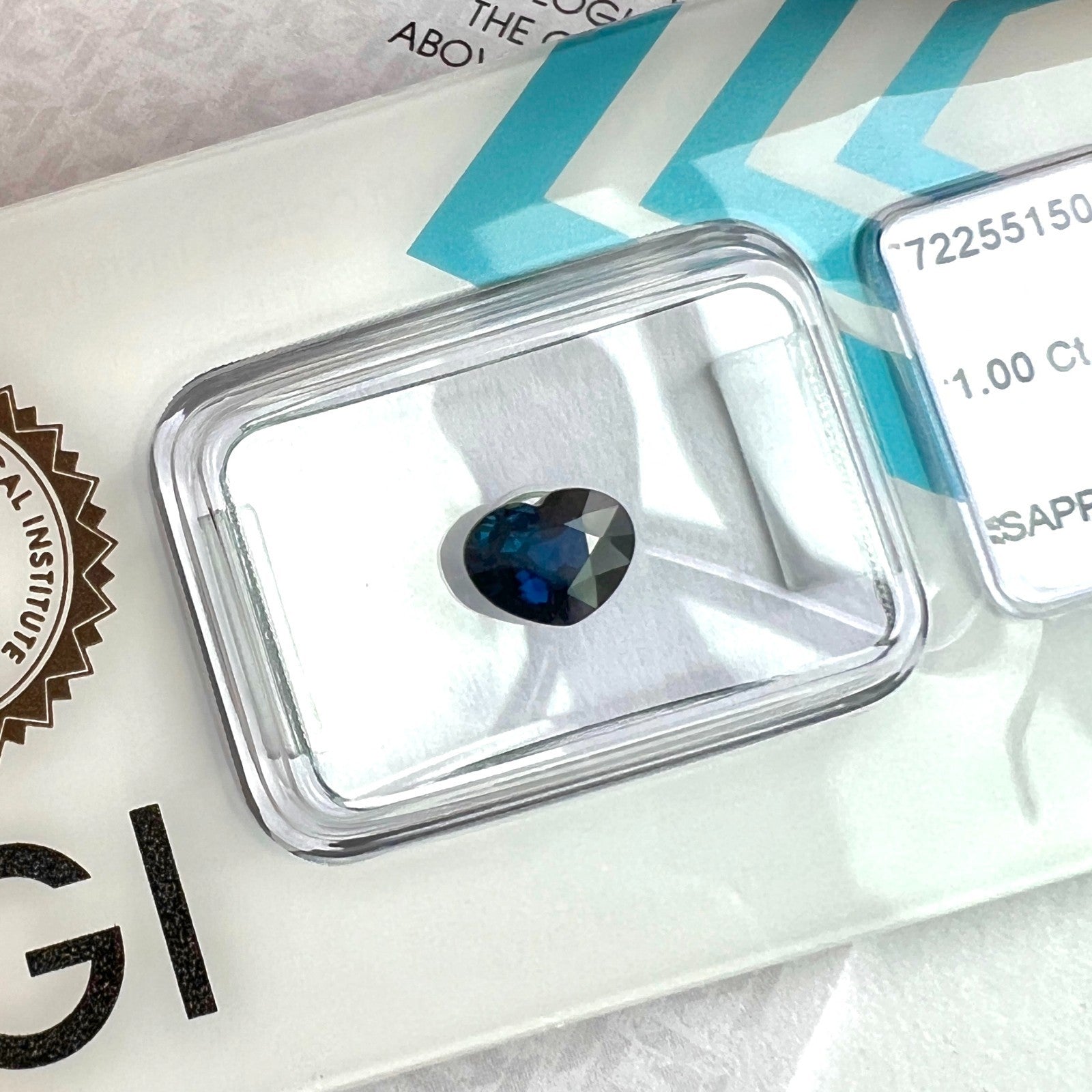 IGI CERTIFIED 1.00ct NATURAL Deep Blue THAI Sapphire Heart Cut 6.8x5.2mm Gem