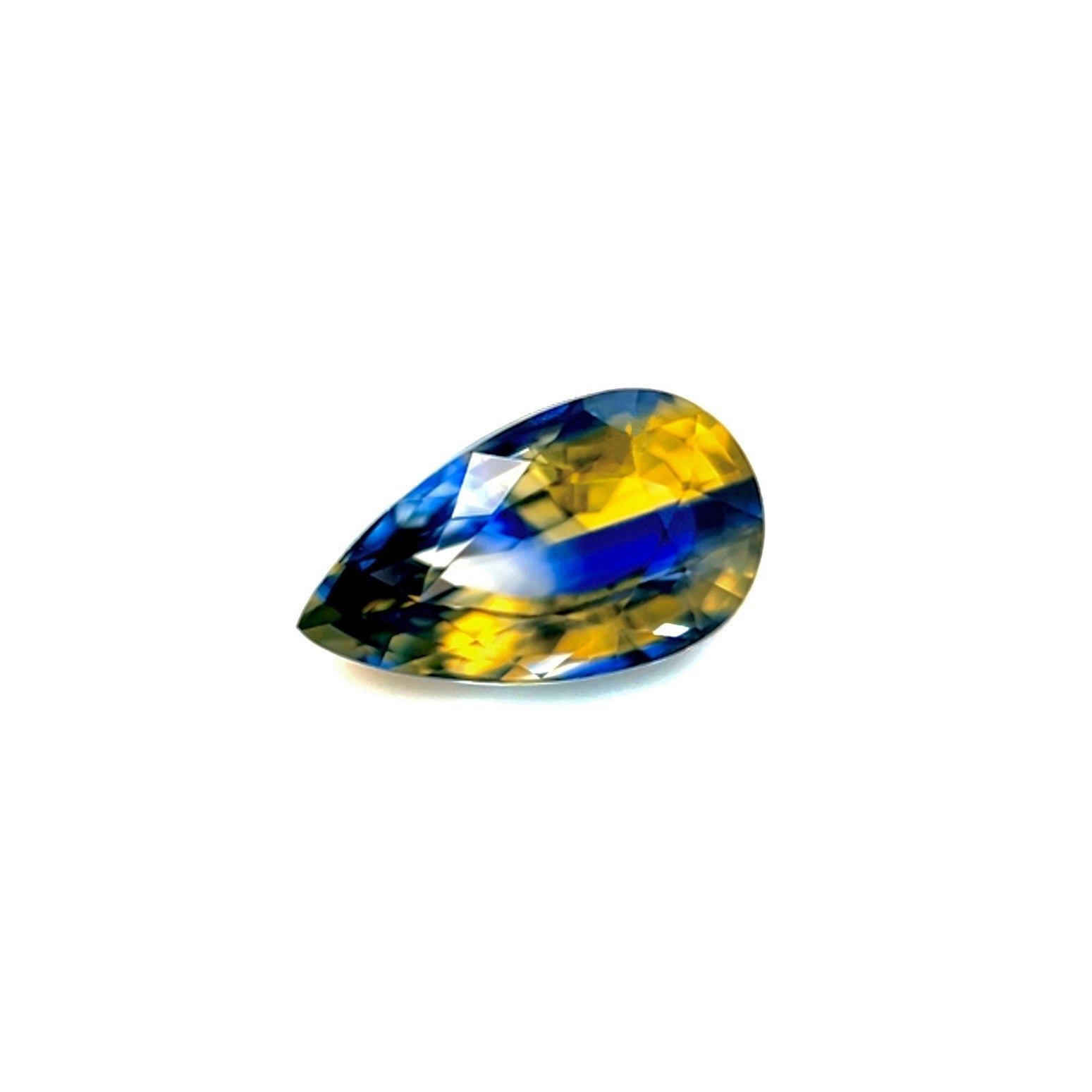 UNIQUE Parti Colour NATURAL 1.21ct Sapphire Blue Yellow Pear Teardrop 8x4.5mm