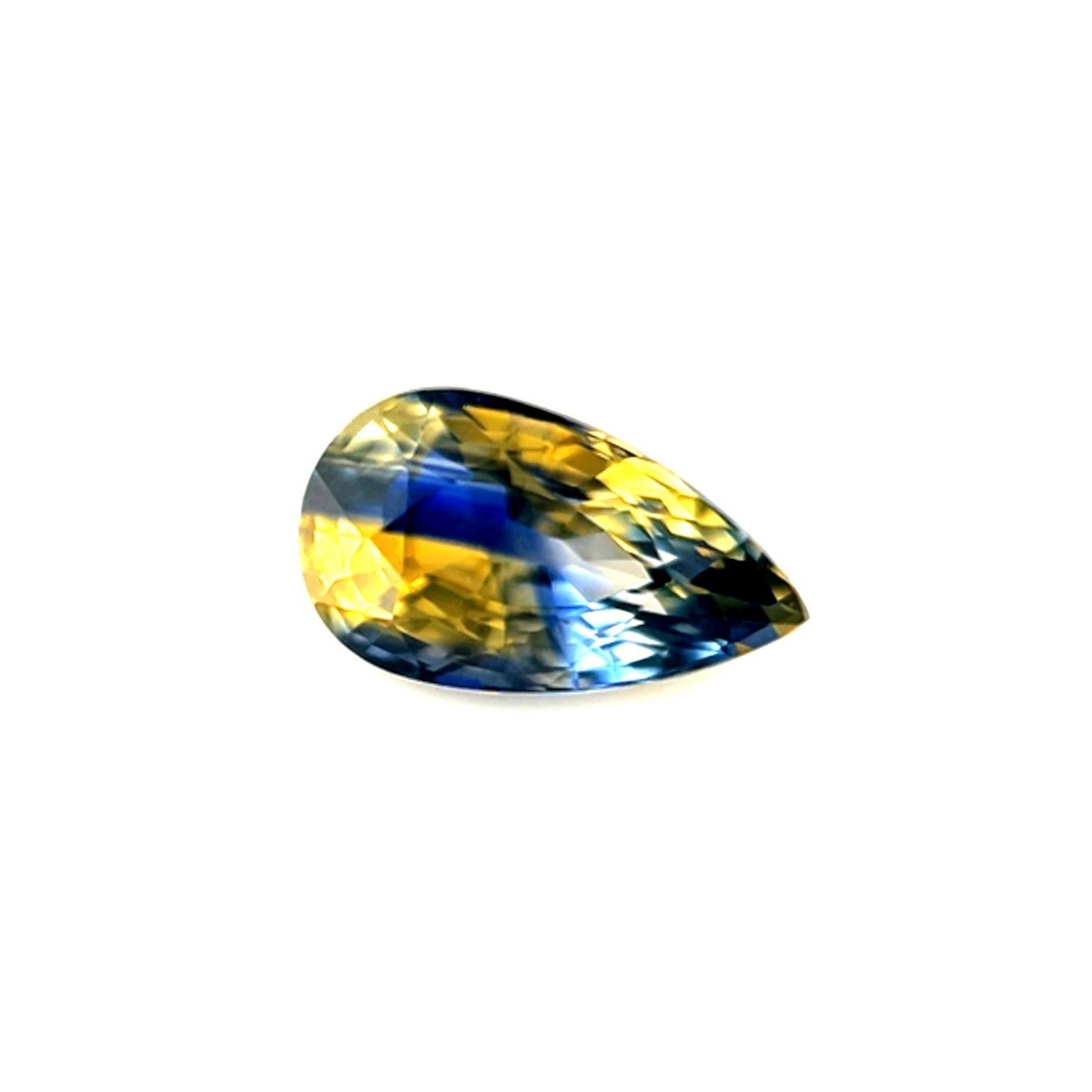 UNIQUE Parti Colour NATURAL 1.21ct Sapphire Blue Yellow Pear Teardrop 8x4.5mm — view 2