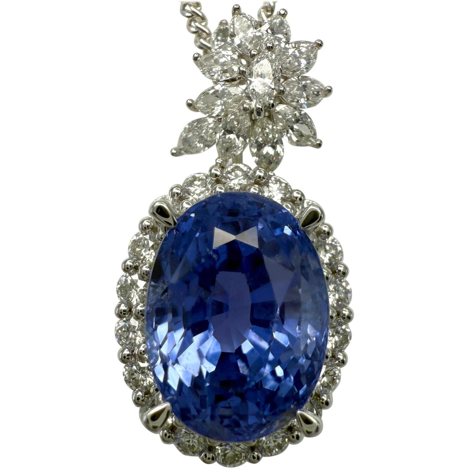 GIA Certified 7.28ct Colour Change Untreated Ceylon Sapphire & Diamond Pendant — view 1