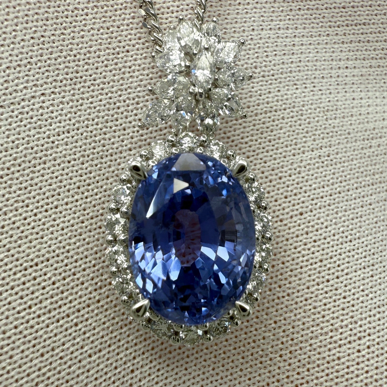 GIA Certified 7.28ct Colour Change Untreated Ceylon Sapphire & Diamond Pendant — view 3