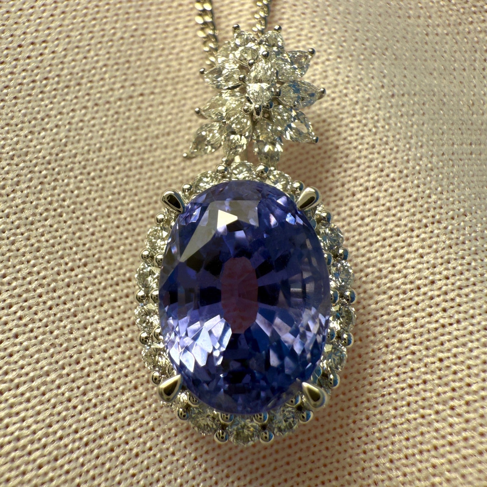 GIA Certified 7.28ct Colour Change Untreated Ceylon Sapphire & Diamond Pendant — view 4
