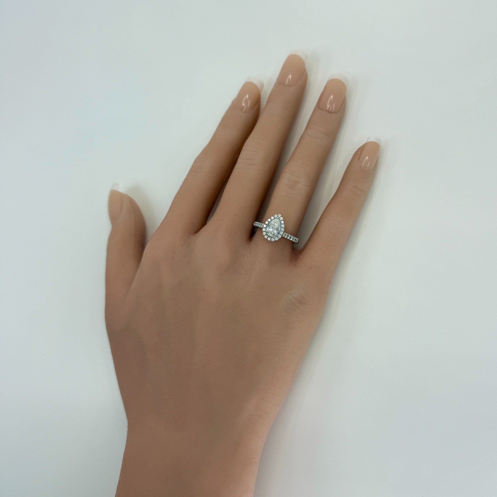 0.83ct GIA Certified NATURAL Pear Cut Diamond SI1 G Platinum Halo Cluster Ring — view 4