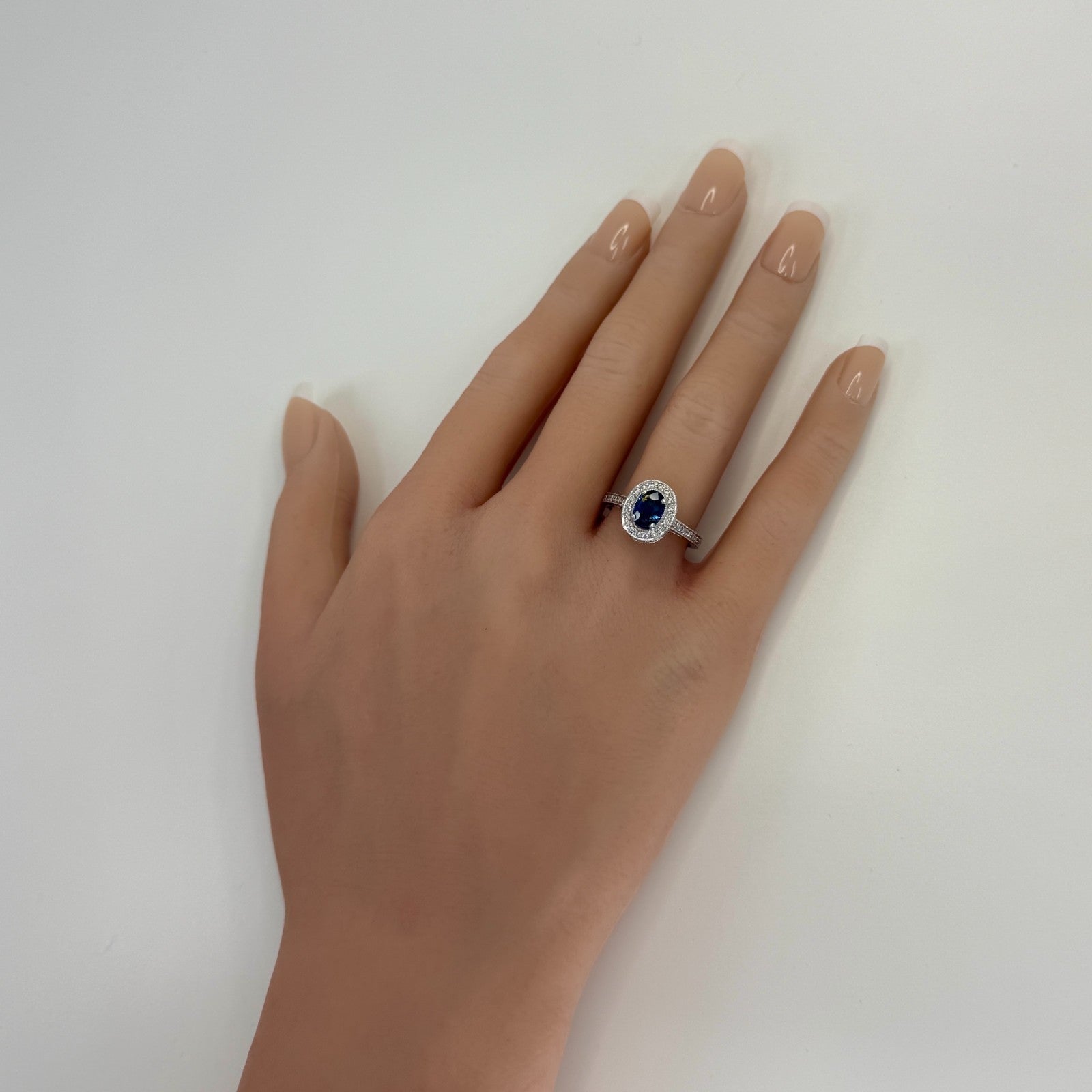 UNIQUE 1.53ct Bi Colour Blue Yellow Sapphire & Diamond 18k White Gold Halo Ring — view 4