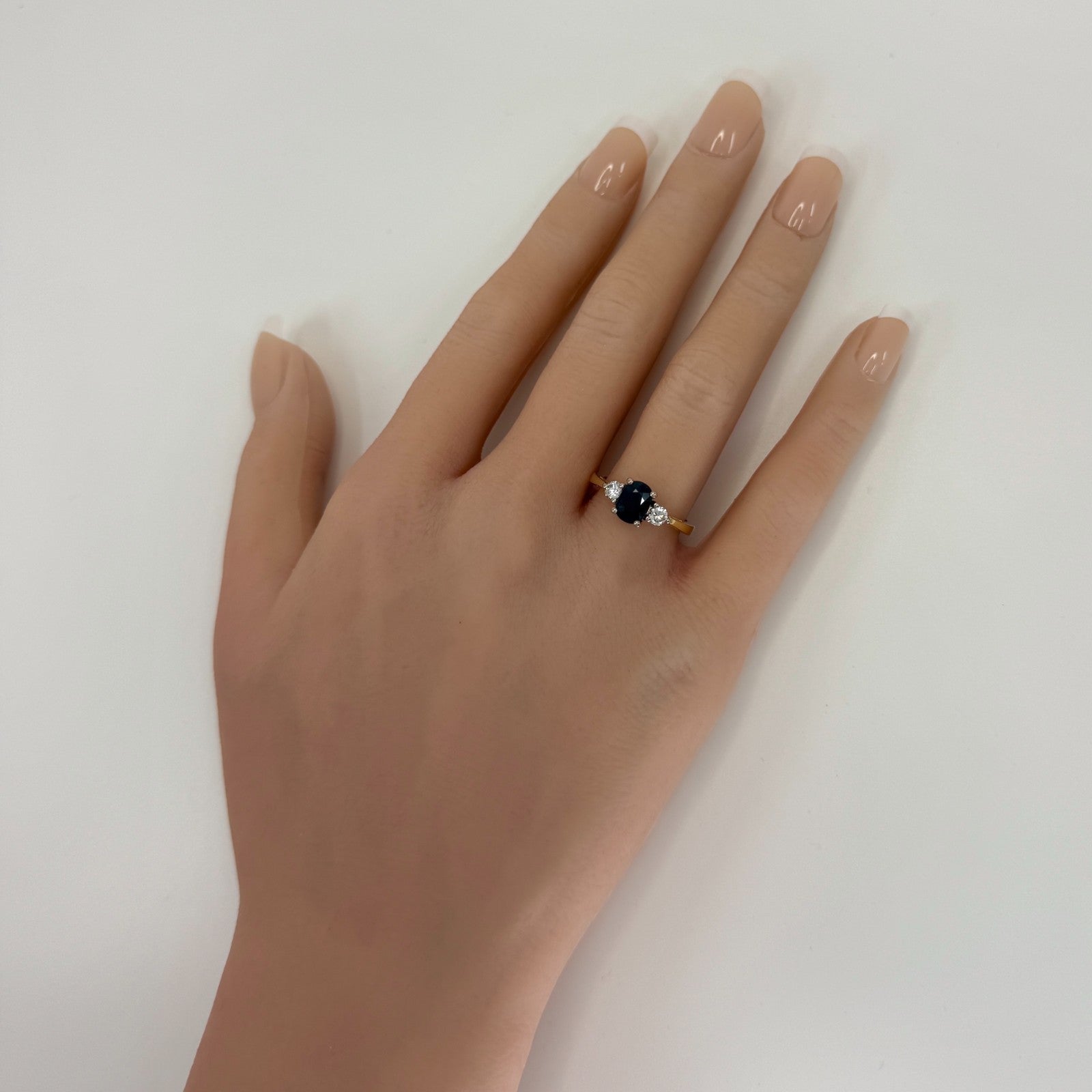 GIA Certified Untreated Cushion Blue Sapphire Diamond Three Stone 18k Gold Ring — view 4