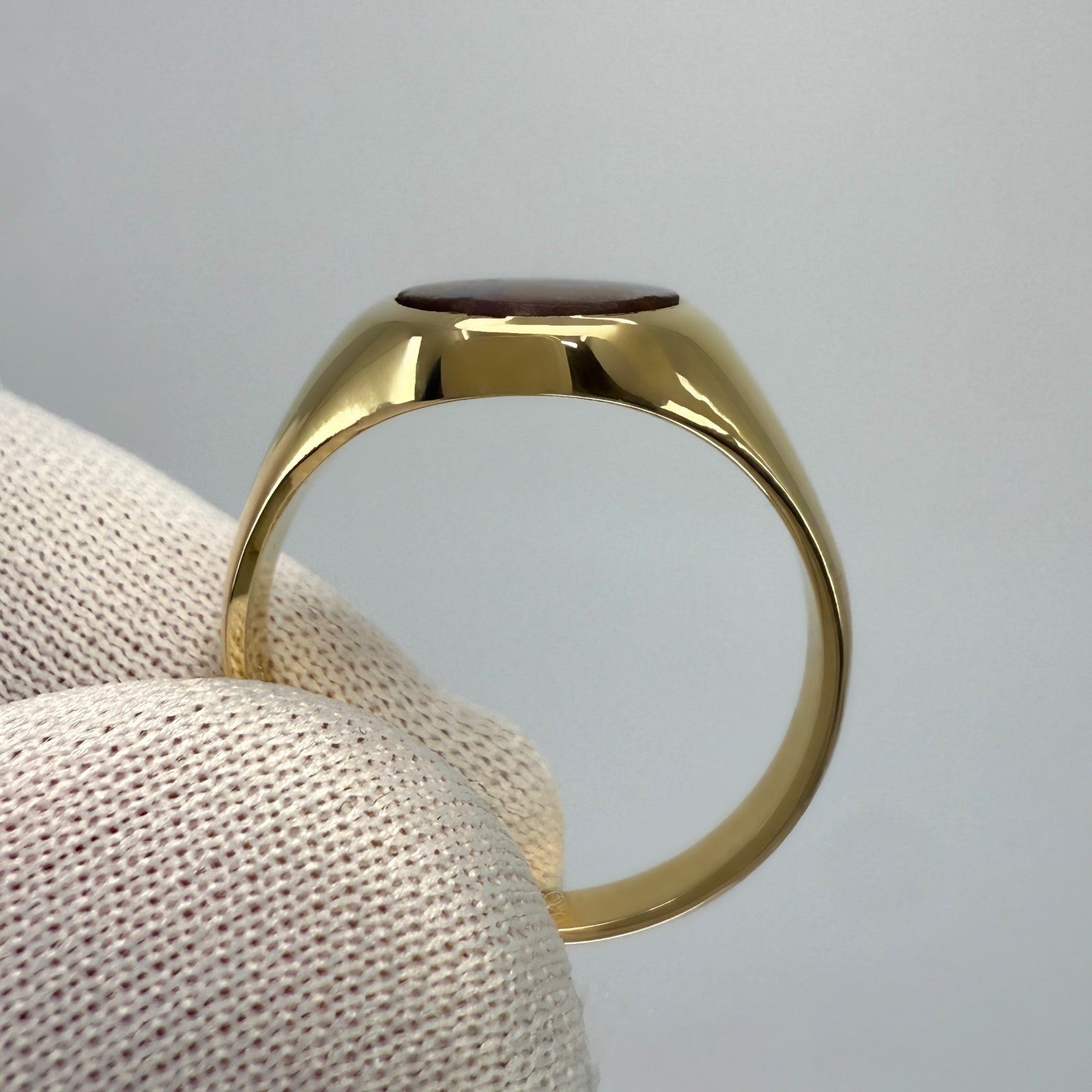 Natural 1.38ct Australian Black Boulder Opal 9k Yellow Gold Oval Signet Ring — view 5