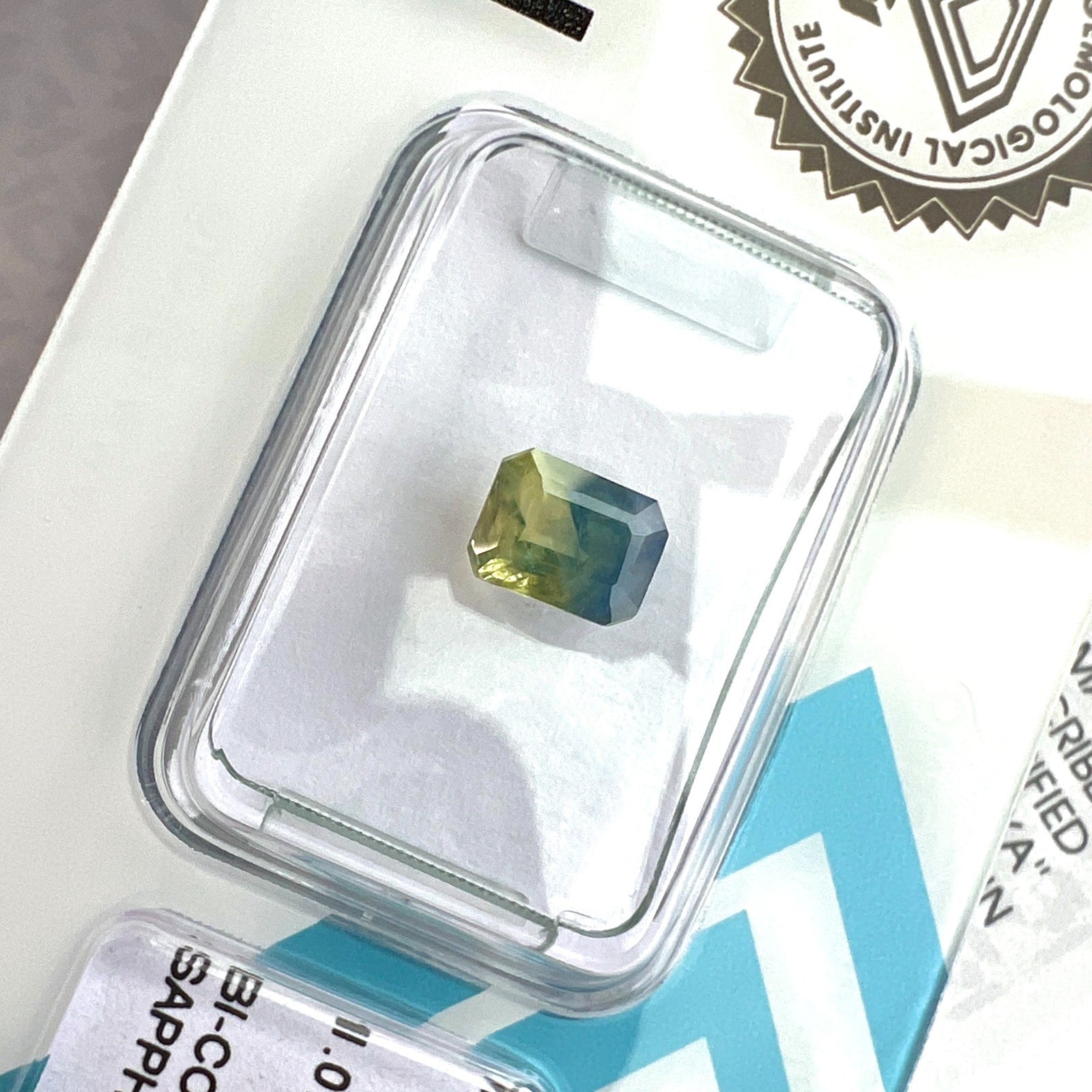 NATURAL 1.07ct IGI CERTIFIED Bi Colour Blue Yellow CEYLON Sapphire UNHEATED Gem — view 3