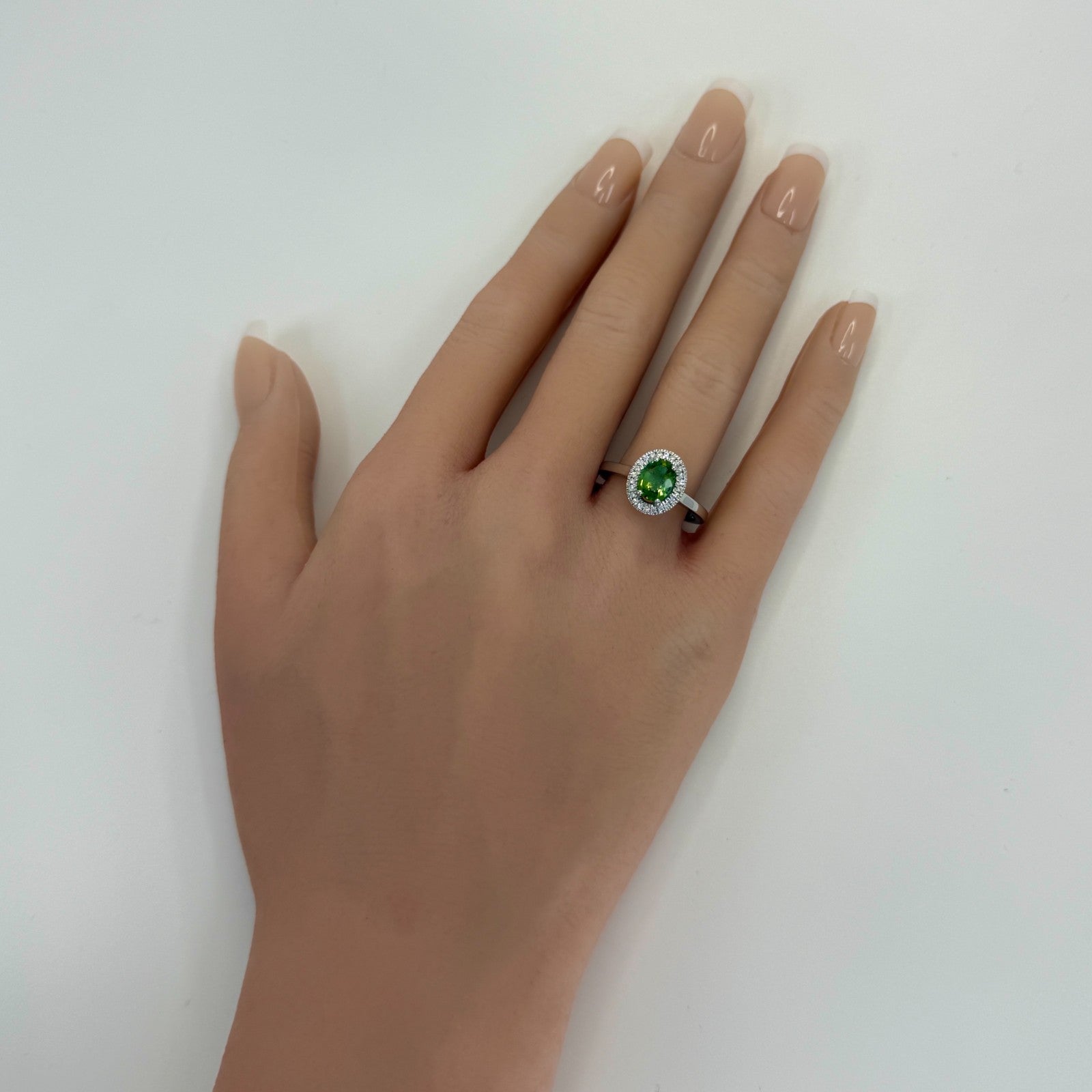 1.10ct IGI Certified Green Paraiba Cuprian Tourmaline Diamond Platinum Halo Ring — view 4