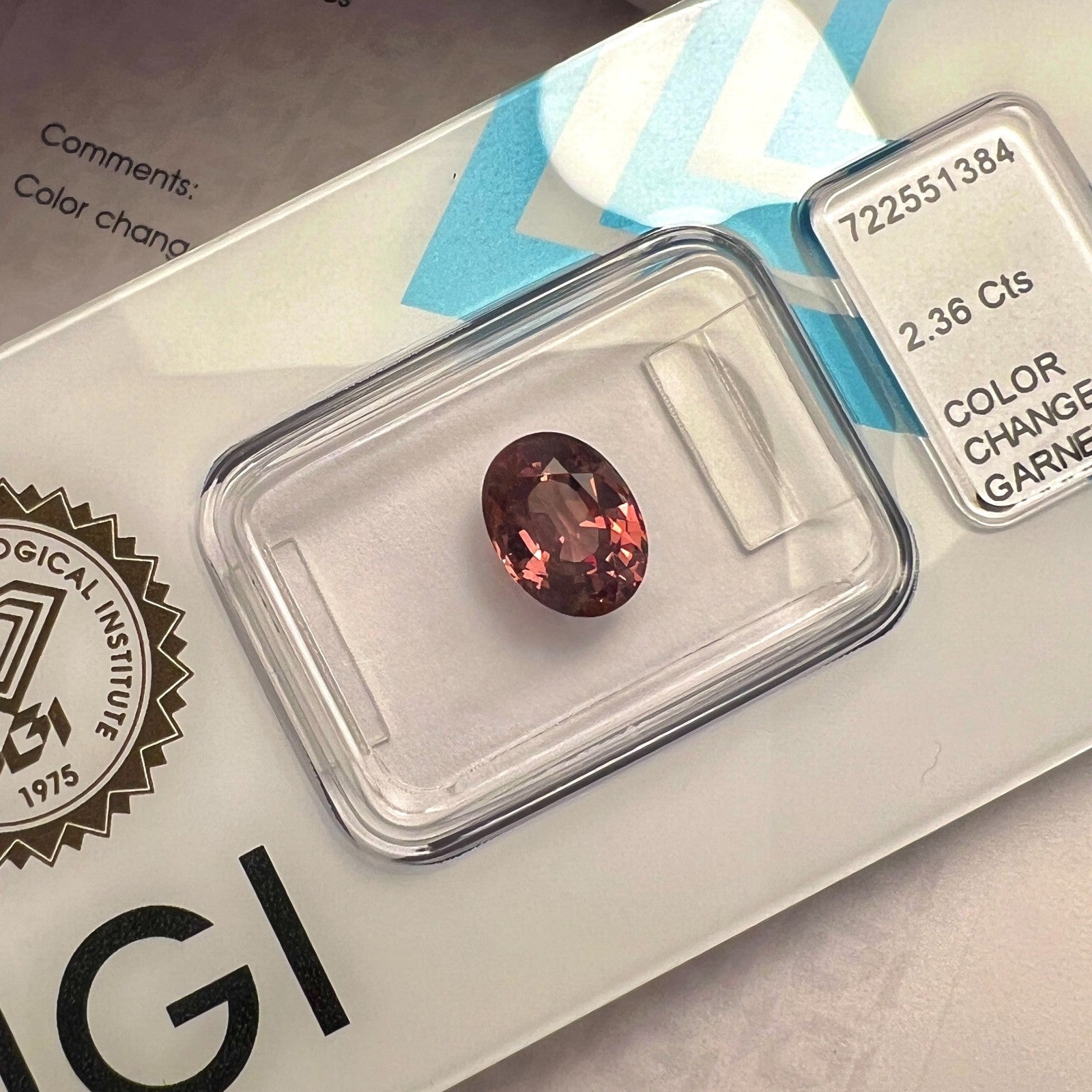 IGI CERTIFIED 2.36ct NATURAL Colour Change Garnet Pink Purple Oval Cut RARE Gem — view 2