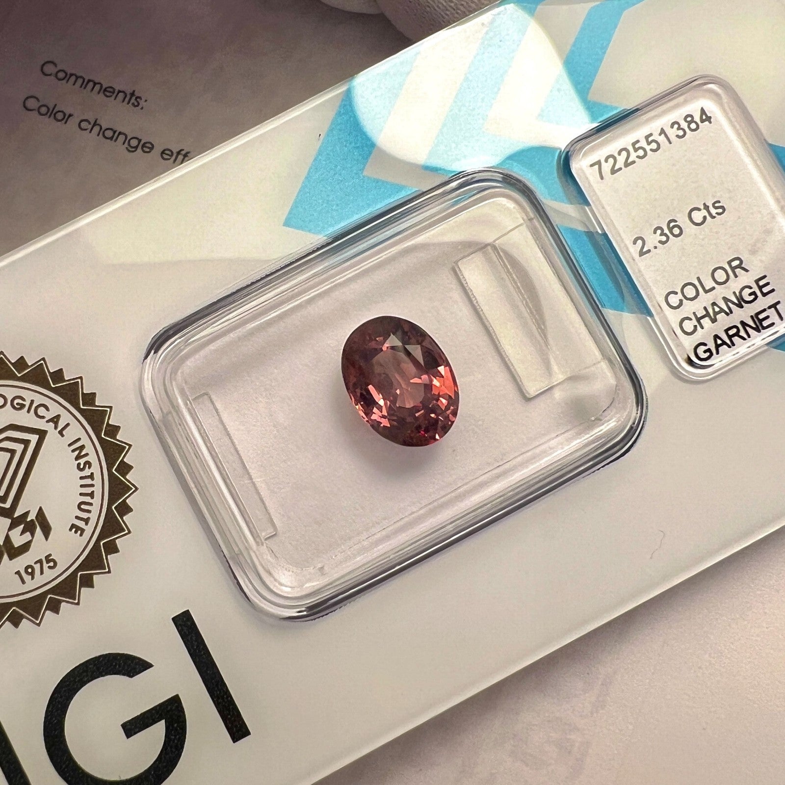 IGI CERTIFIED 2.36ct NATURAL Colour Change Garnet Pink Purple Oval Cut RARE Gem — view 5