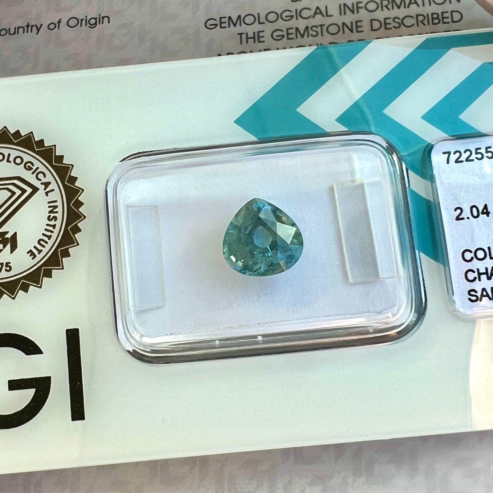 IGI CERTIFIED 2.04ct Colour Change Green Blue THAI Sapphire Pear Cut RARE Gem