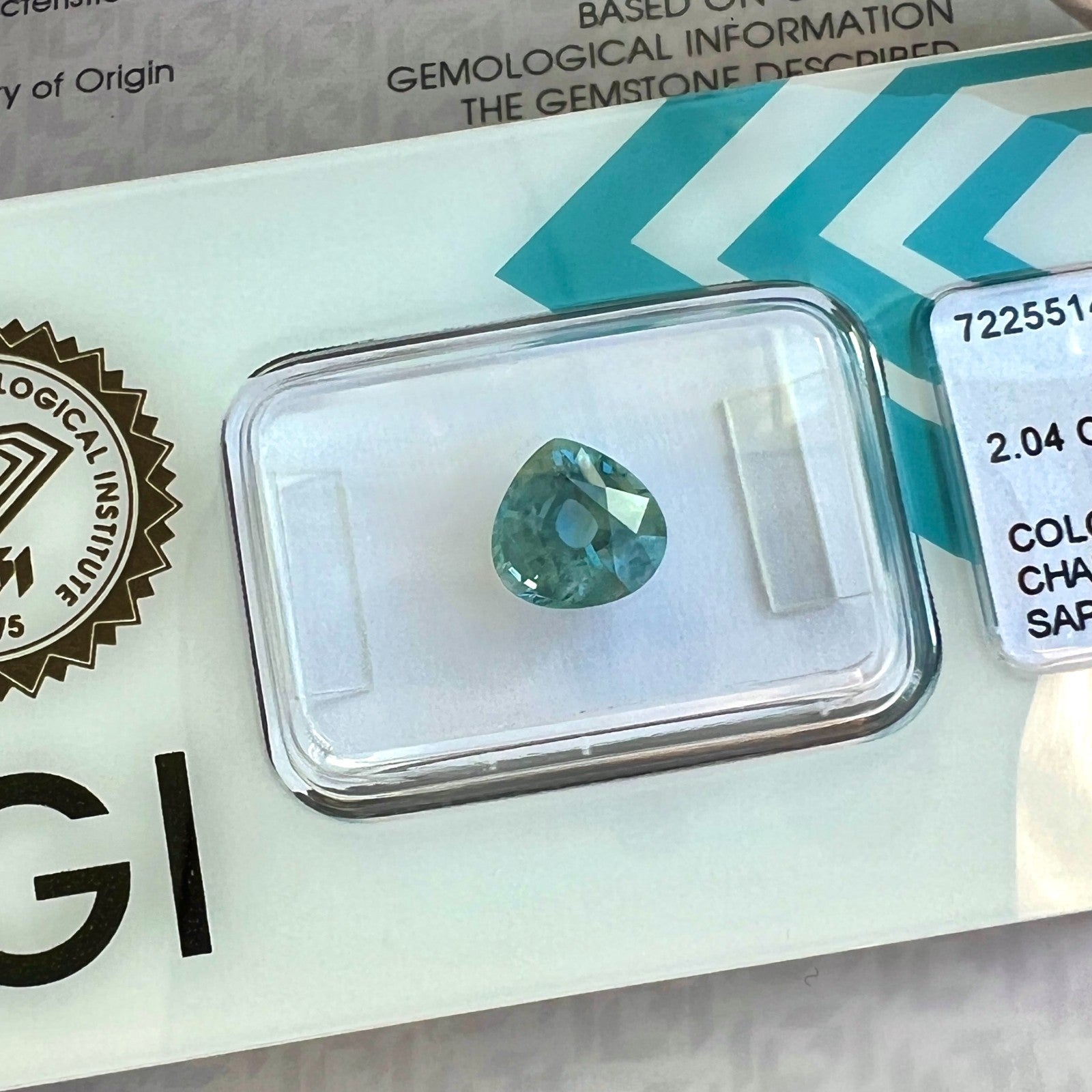 IGI CERTIFIED 2.04ct Colour Change Green Blue THAI Sapphire Pear Cut RARE Gem — view 4