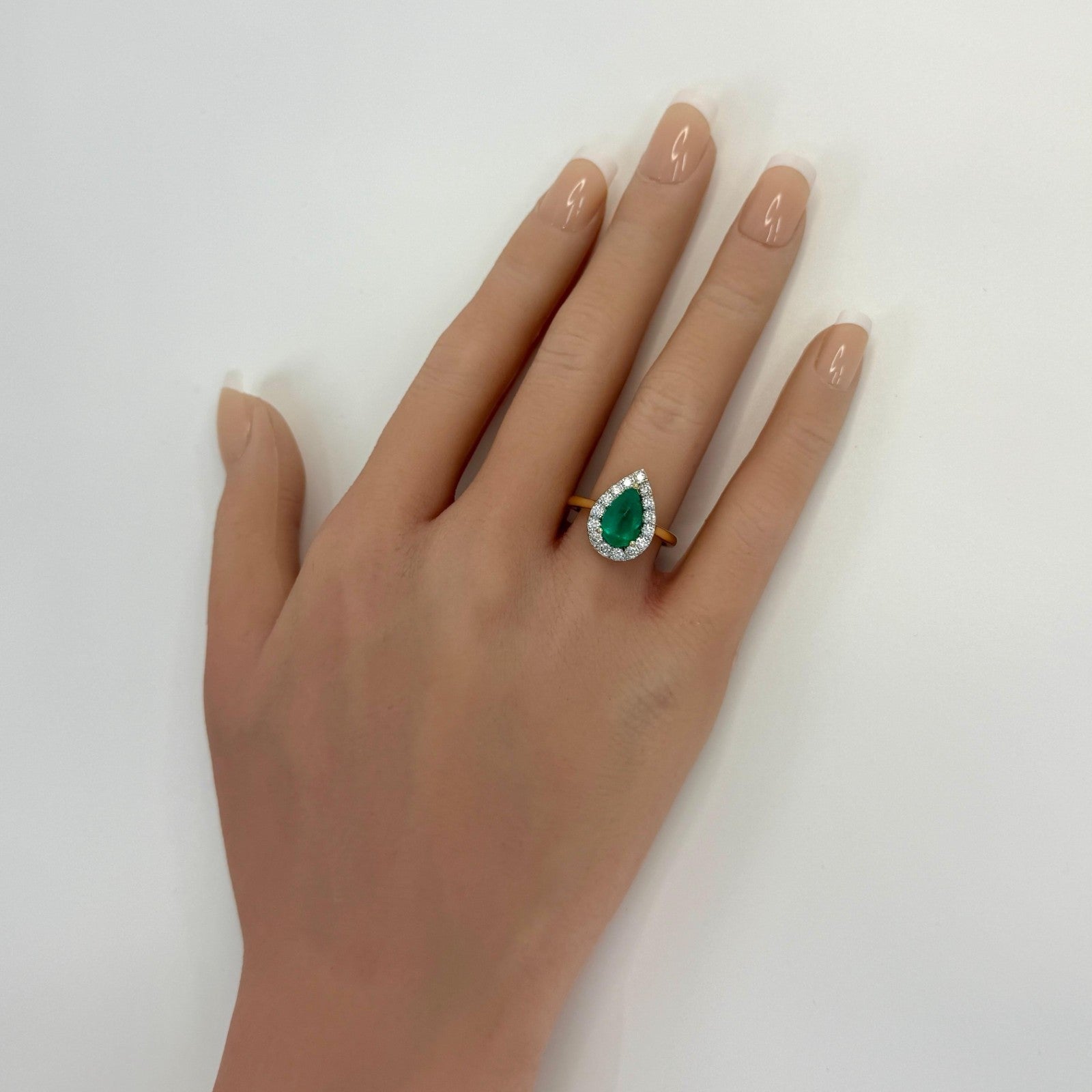 2.24ct GIA Certified Colombian Emerald & Diamond 18k Yellow White Gold Halo Ring — view 5