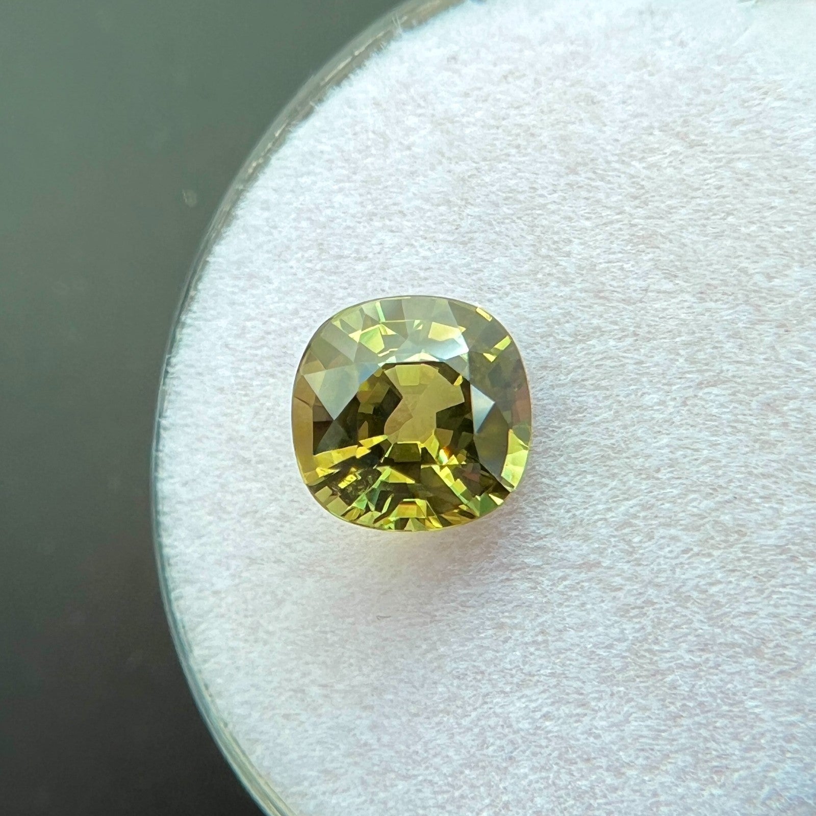 1.56ct GIA CERTIFIED Yellow Green CHRYSOBERYL Cushion Cut Gem 6.7x6.7mm — view 4