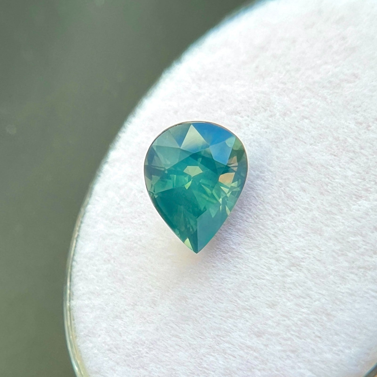1.44ct GIA CERTIFIED Hazy Green Blue Sapphire Blue Pear Teardrop 7.4x5.8mm Gem — view 4