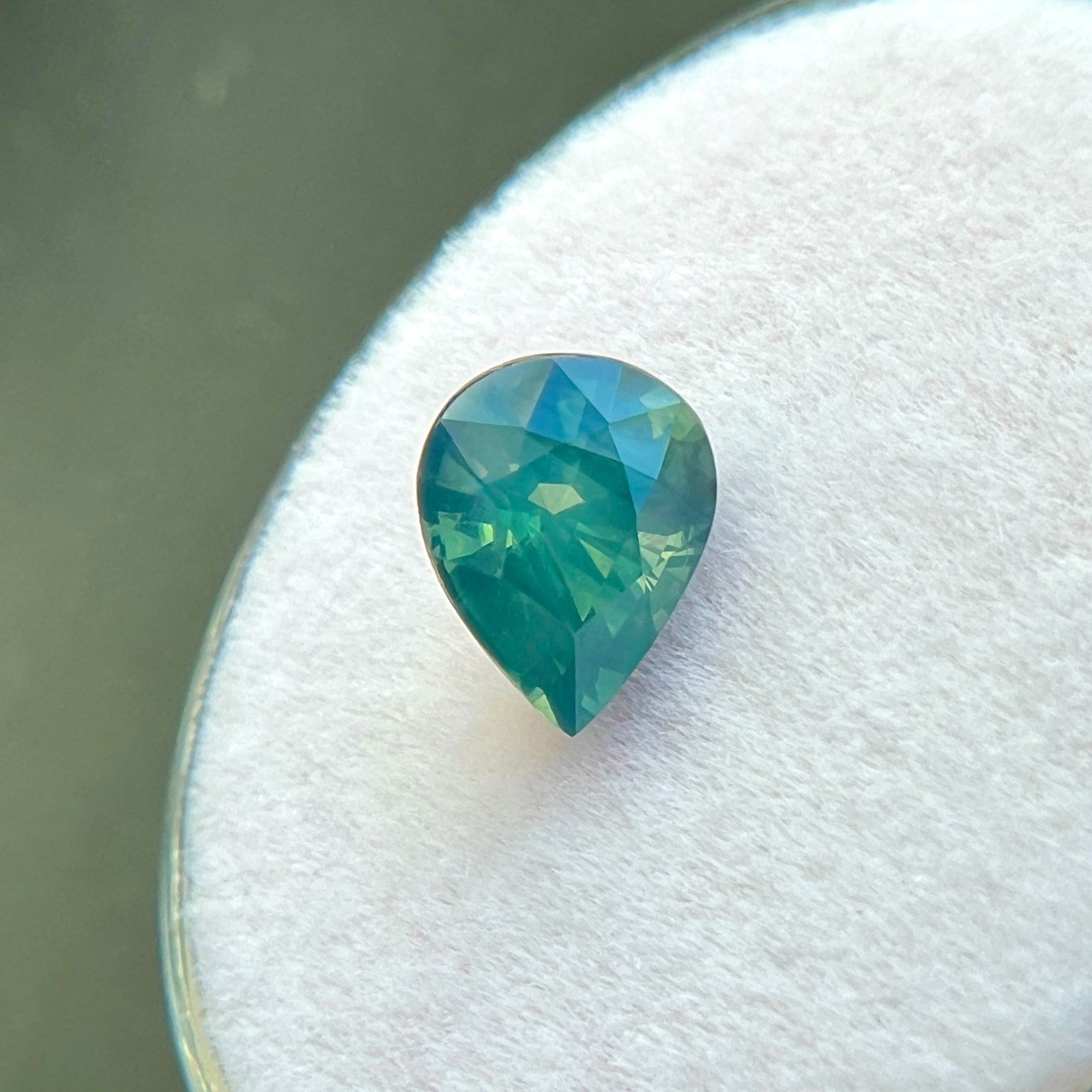 1.44ct GIA CERTIFIED Hazy Green Blue Sapphire Blue Pear Teardrop 7.4x5.8mm Gem — view 5