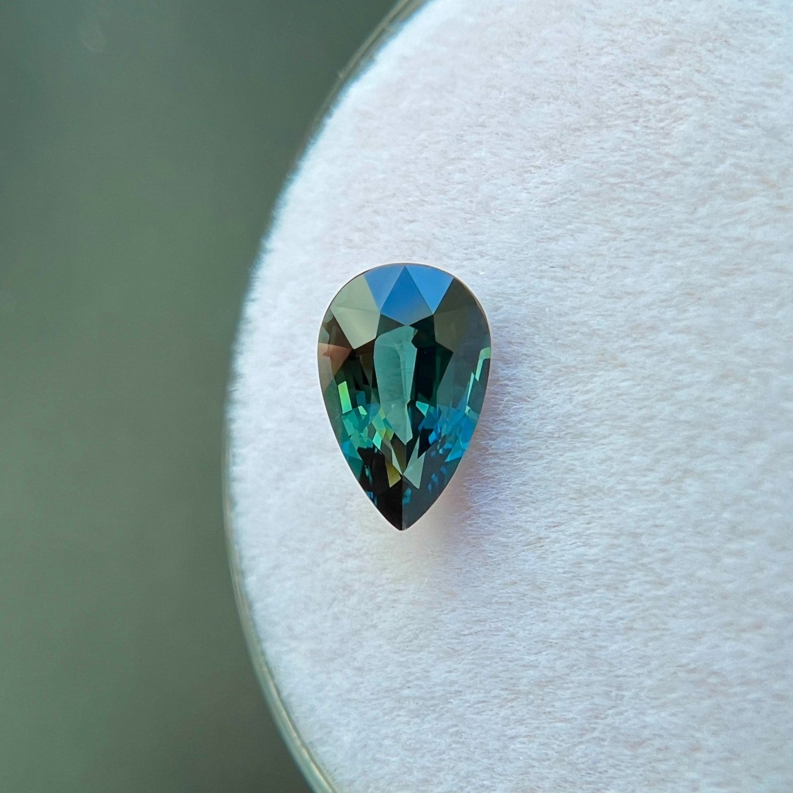 1.14ct GIA CERTIFIED Deep Green Blue Sapphire Blue Pear Teardrop UNTREATED — view 4