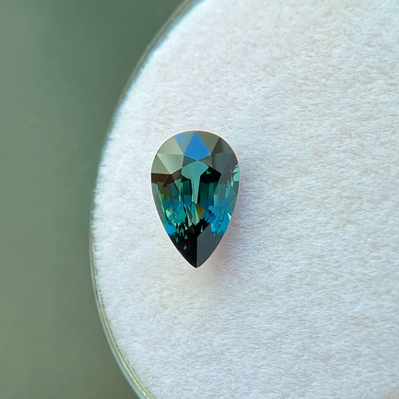 1.14ct GIA CERTIFIED Deep Green Blue Sapphire Blue Pear Teardrop UNTREATED — view 5