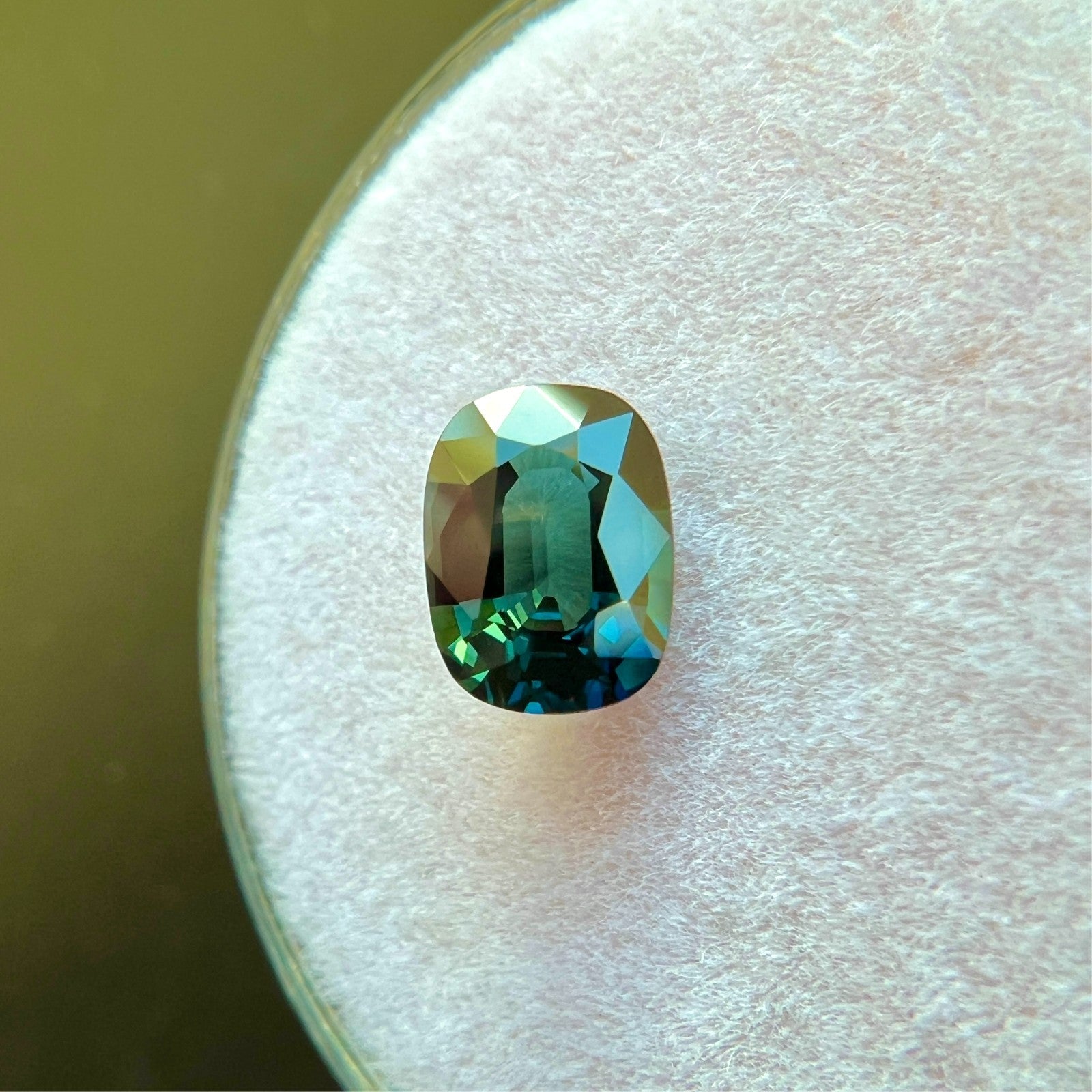 1.03ct GIA Certified DEEP Green Blue Sapphire NATURAL Cushion Cut Gemstone — view 3