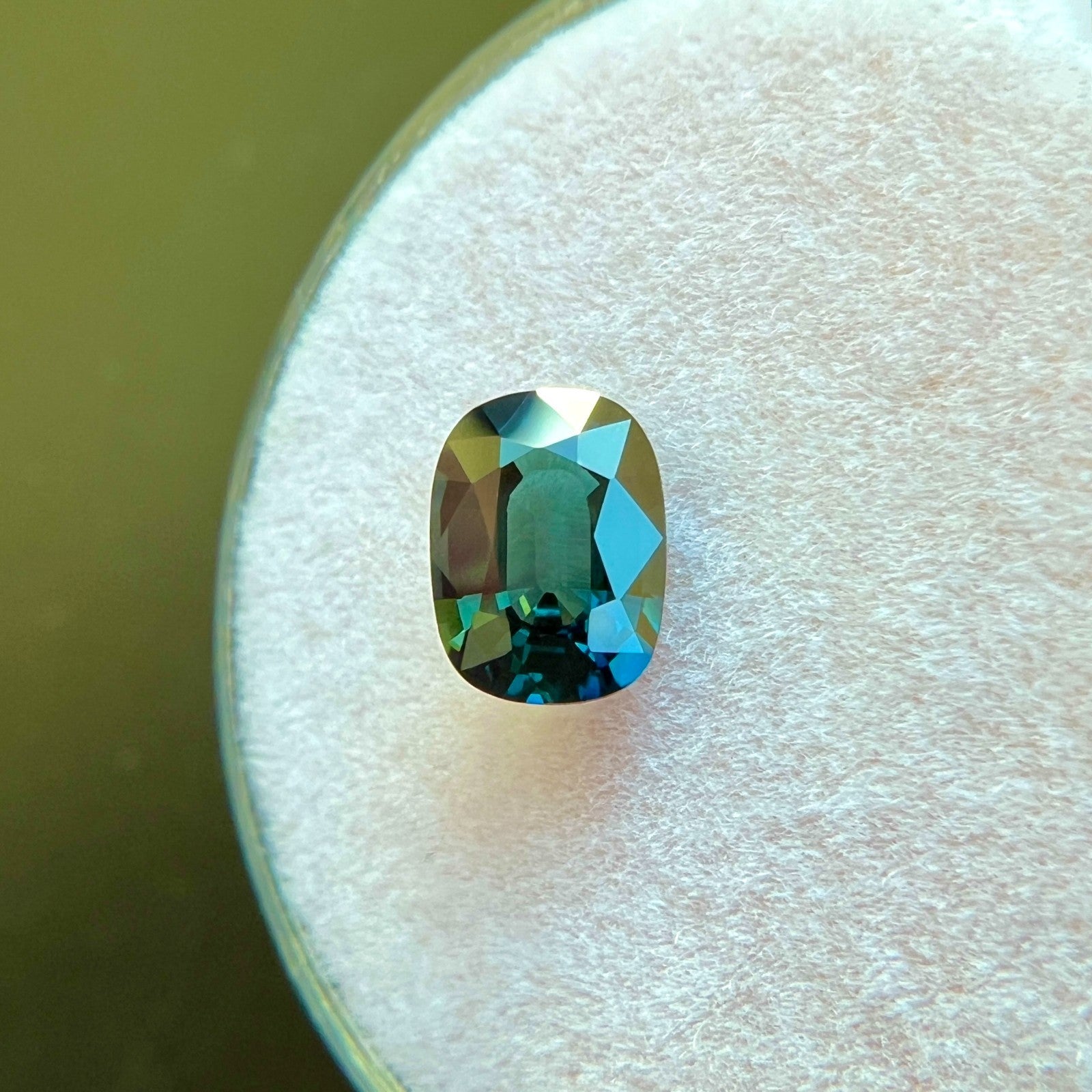 1.03ct GIA Certified DEEP Green Blue Sapphire NATURAL Cushion Cut Gemstone — view 4