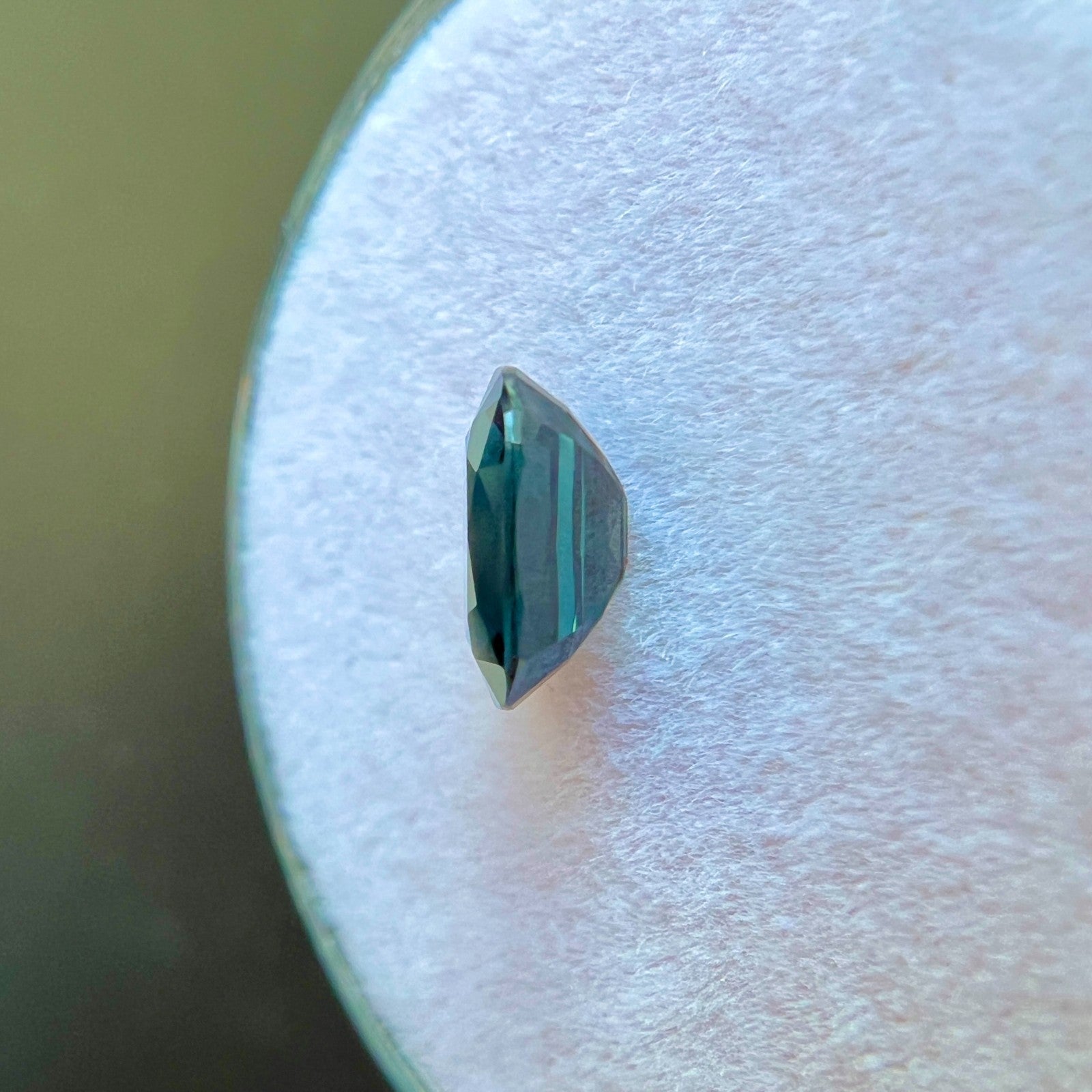 1.03ct GIA Certified DEEP Green Blue Sapphire NATURAL Cushion Cut Gemstone — view 5