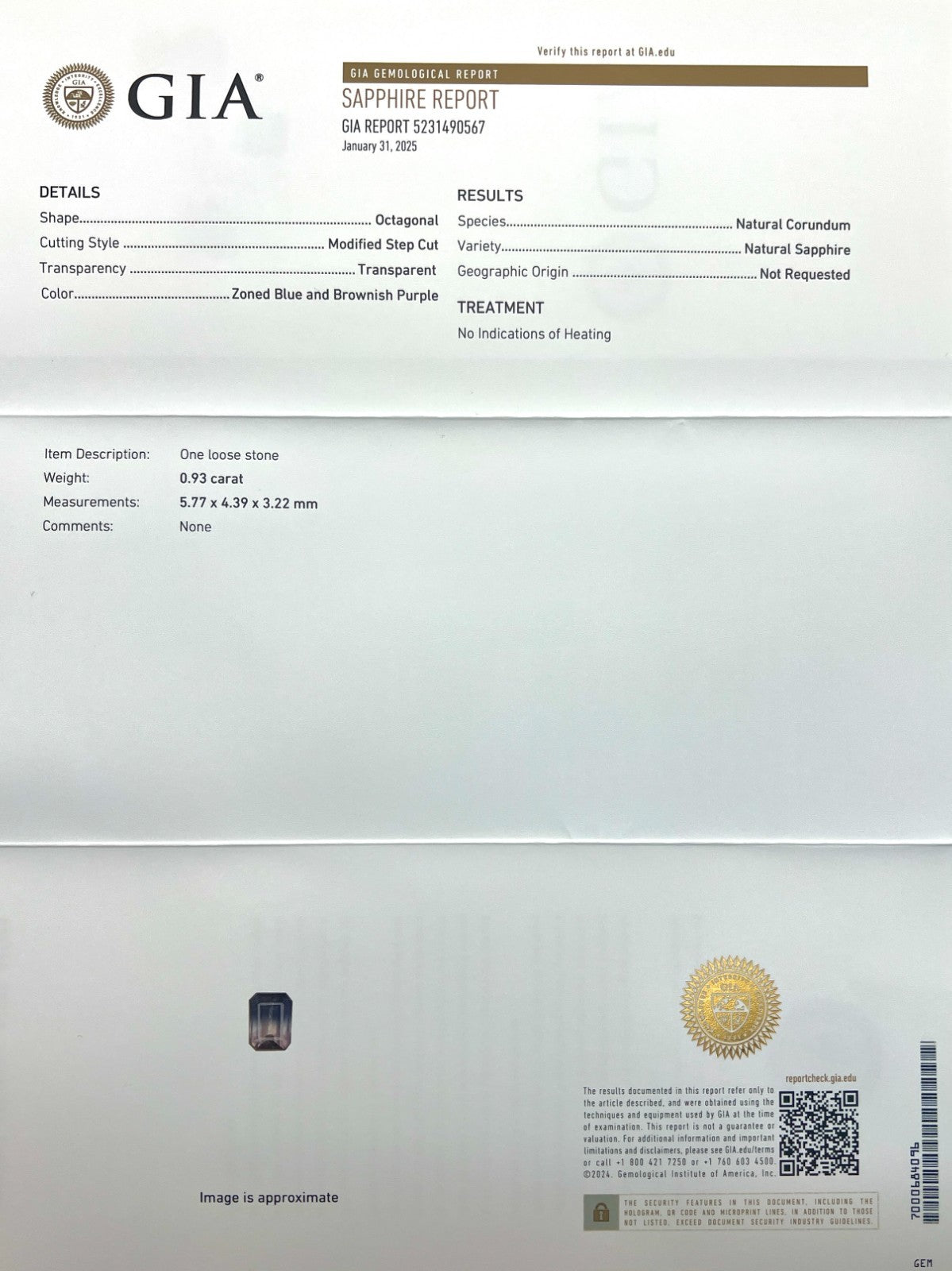 Unique GIA CERTIFIED Bi Colour Sapphire NATURAL 0.93ct Parti Colour Octagon Cut — view 2