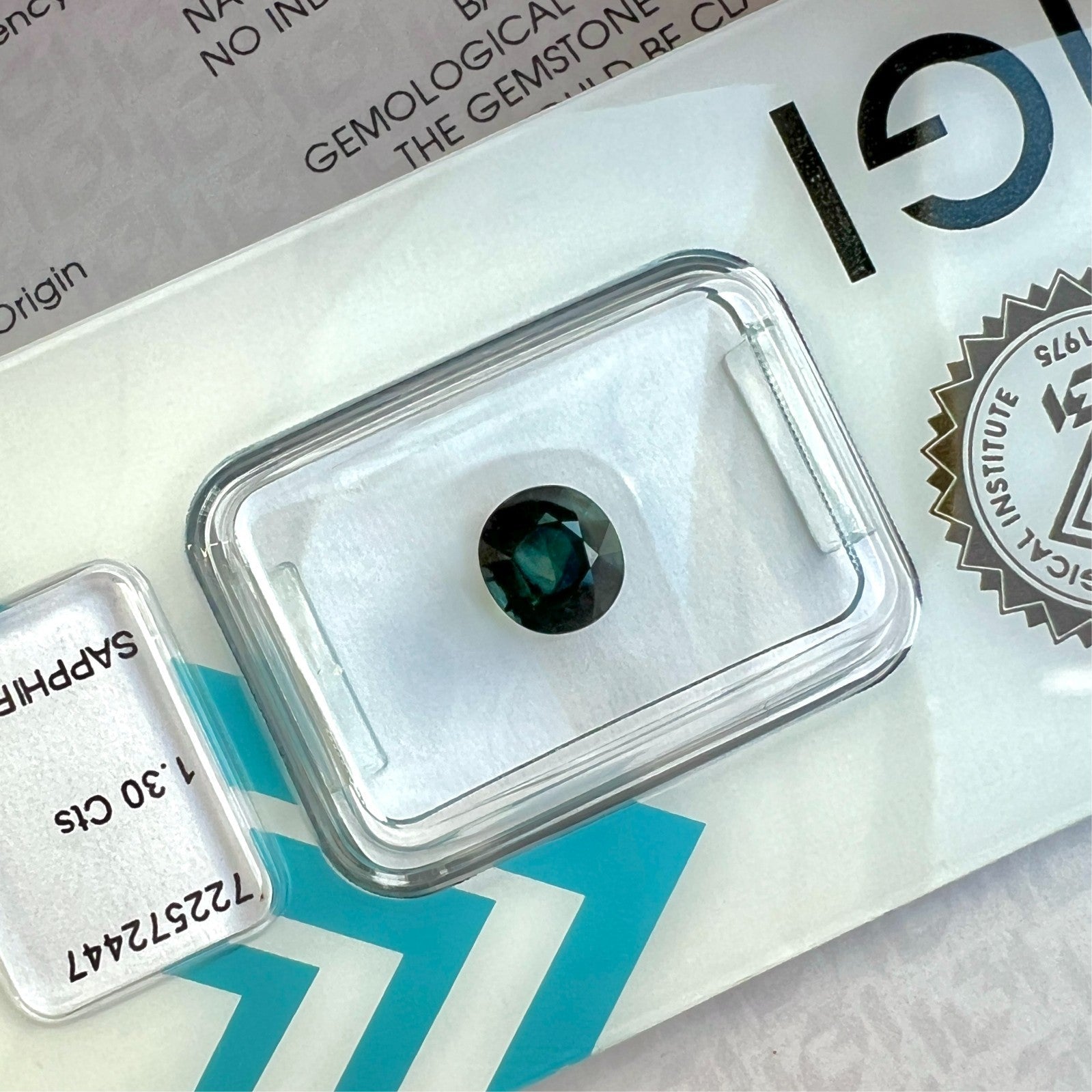IGI CERTIFIED 1.30ct Untreated THAILAND Deep Green Blue Sapphire NO HEAT Oval — view 5