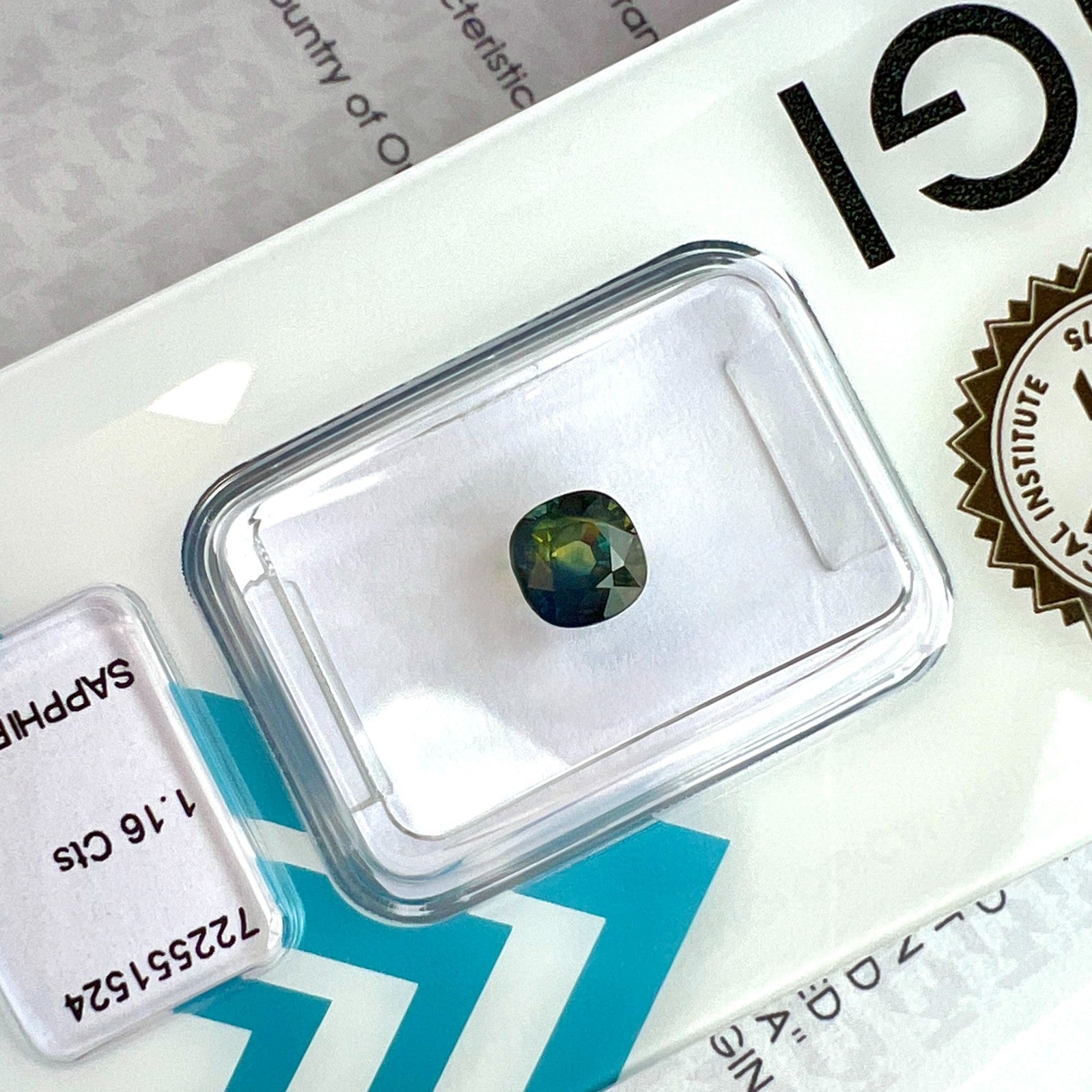 Unique 1.16ct IGI CERTIFIED Bi Colour Sapphire Yellow Green AUSTRALIAN Untreated — view 4