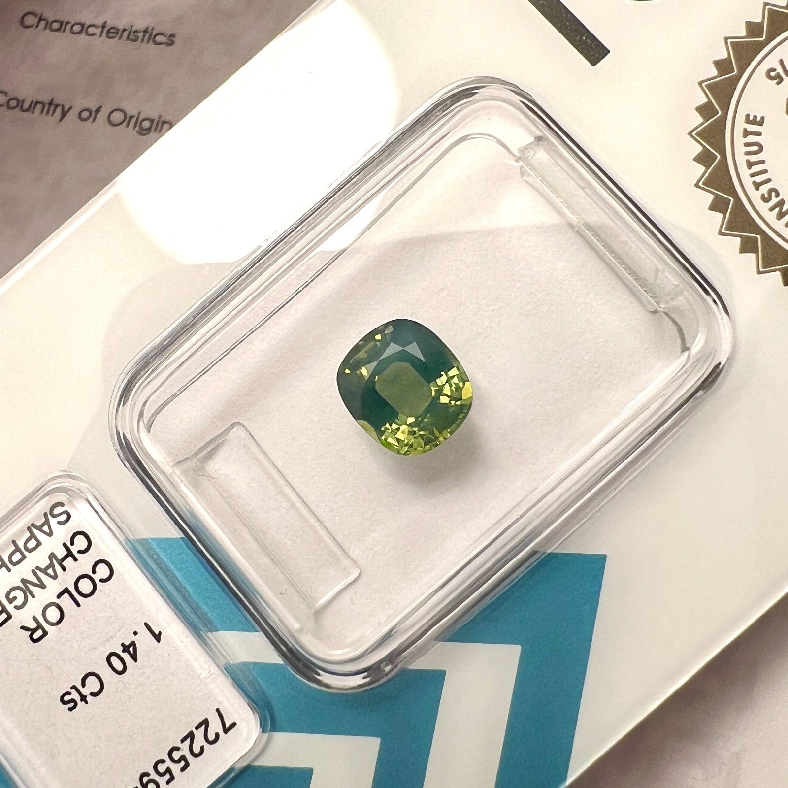 Rare IGI CERTIFIED 1.40ct Colour Change AUSTRALIA Sapphire UNHEATED Cushion Cut — view 5