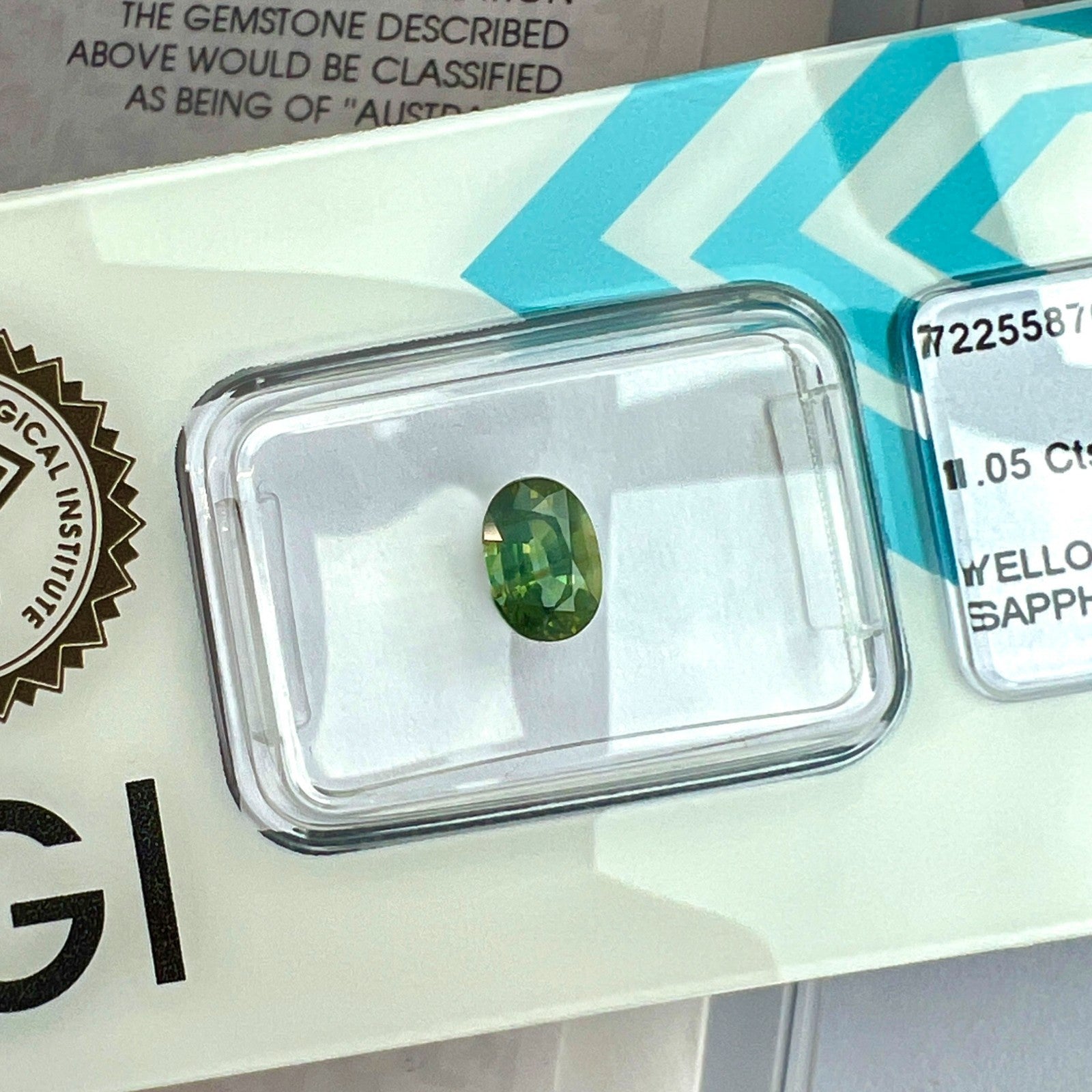 IGI CERTIFIED 1.05ct AUSTRALIA Green Yellow NATURAL Sapphire UNTREATED Oval Cut