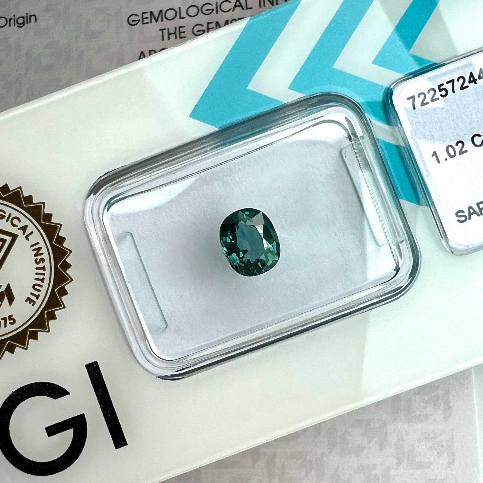 Fine IGI CERTIFIED 1.02ct Untreated AUSTRALIAN Green Blue TEAL Sapphire Oval Cut — view 4