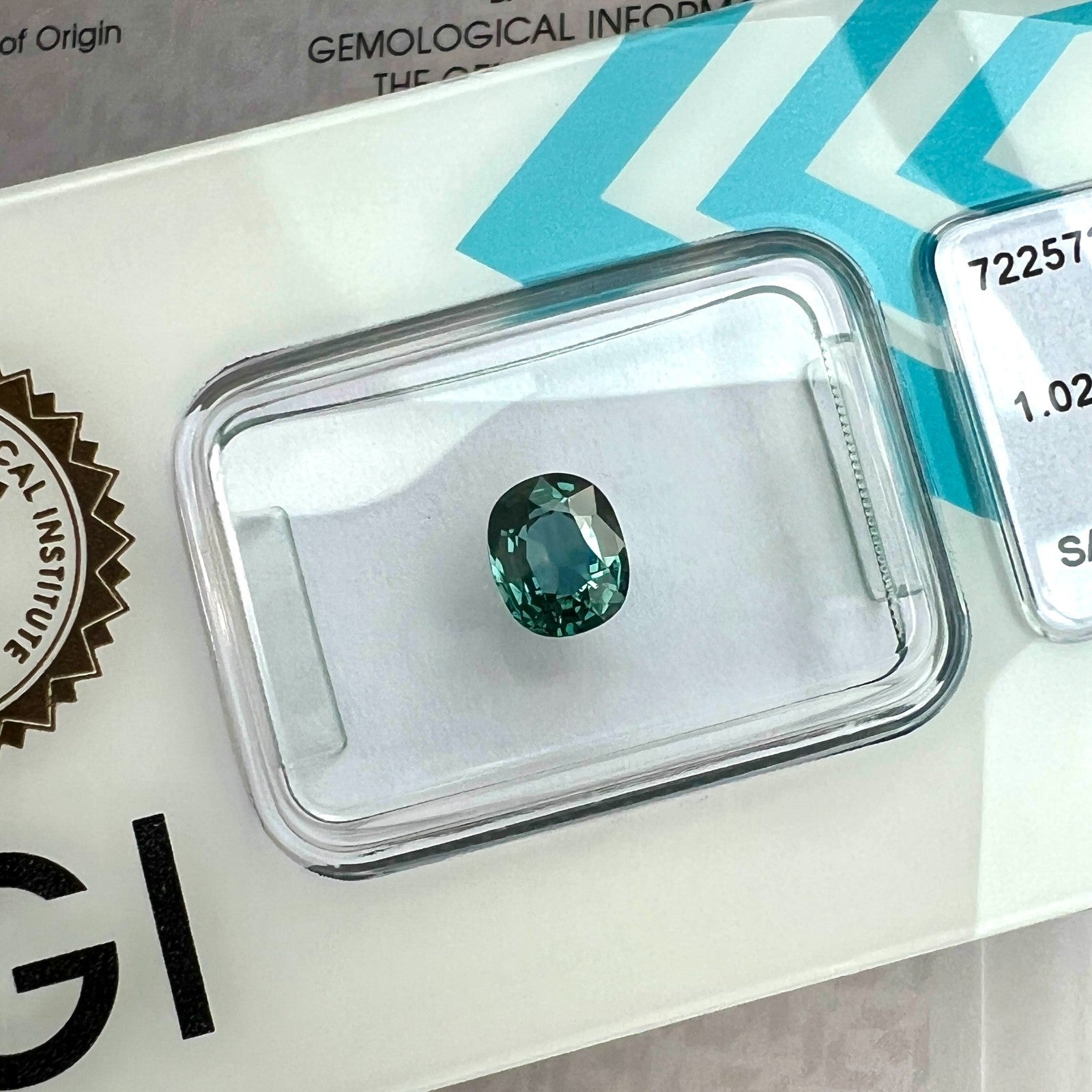 Fine IGI CERTIFIED 1.02ct Untreated AUSTRALIAN Green Blue TEAL Sapphire Oval Cut — view 5