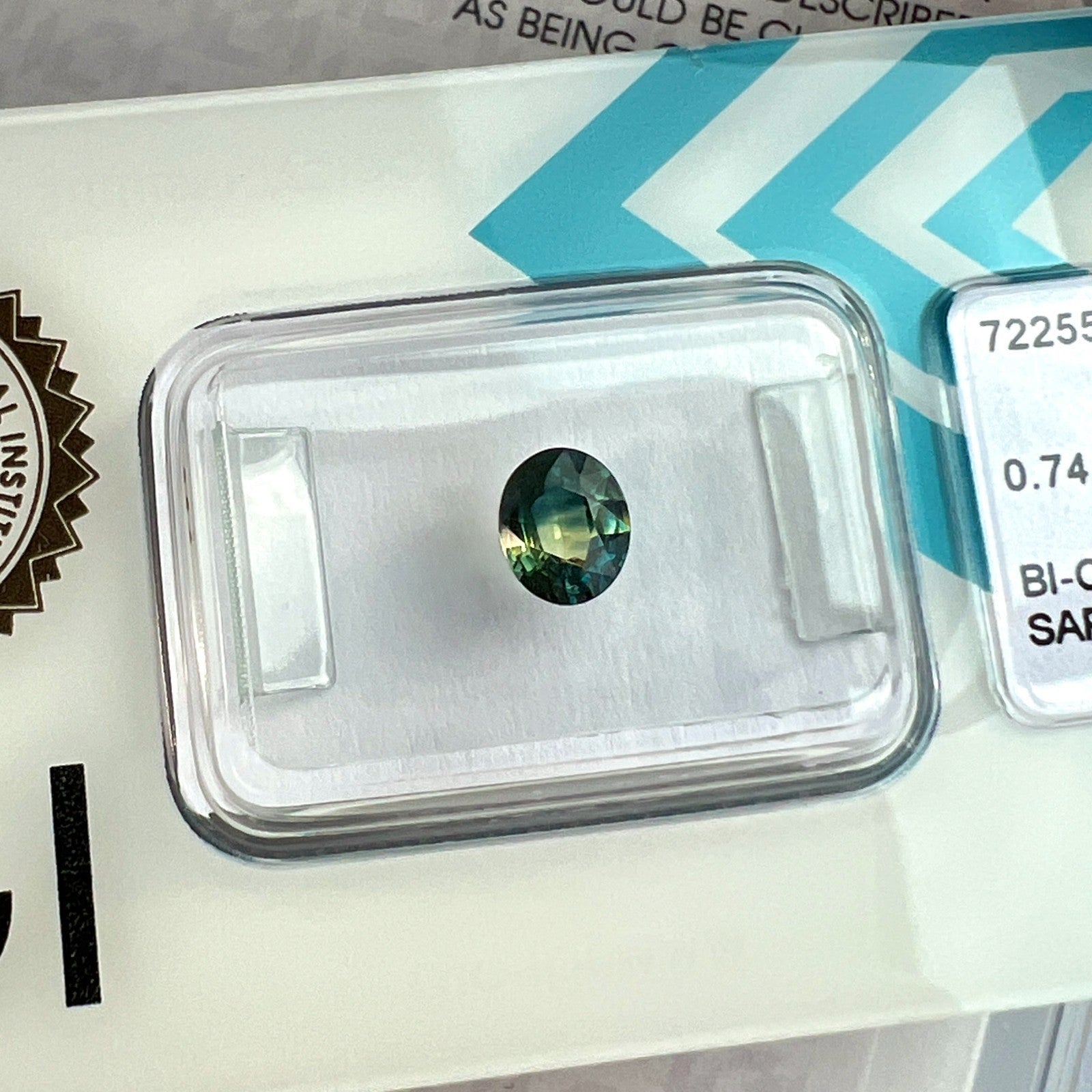 IGI CERTIFIED 0.74ct AUSTRALIA Bi Colour Blue Yellow Sapphire NATURAL Oval Cut — view 1