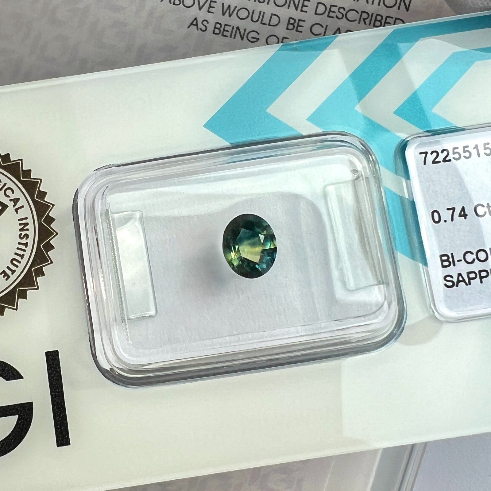 IGI CERTIFIED 0.74ct AUSTRALIA Bi Colour Blue Yellow Sapphire NATURAL Oval Cut — view 5