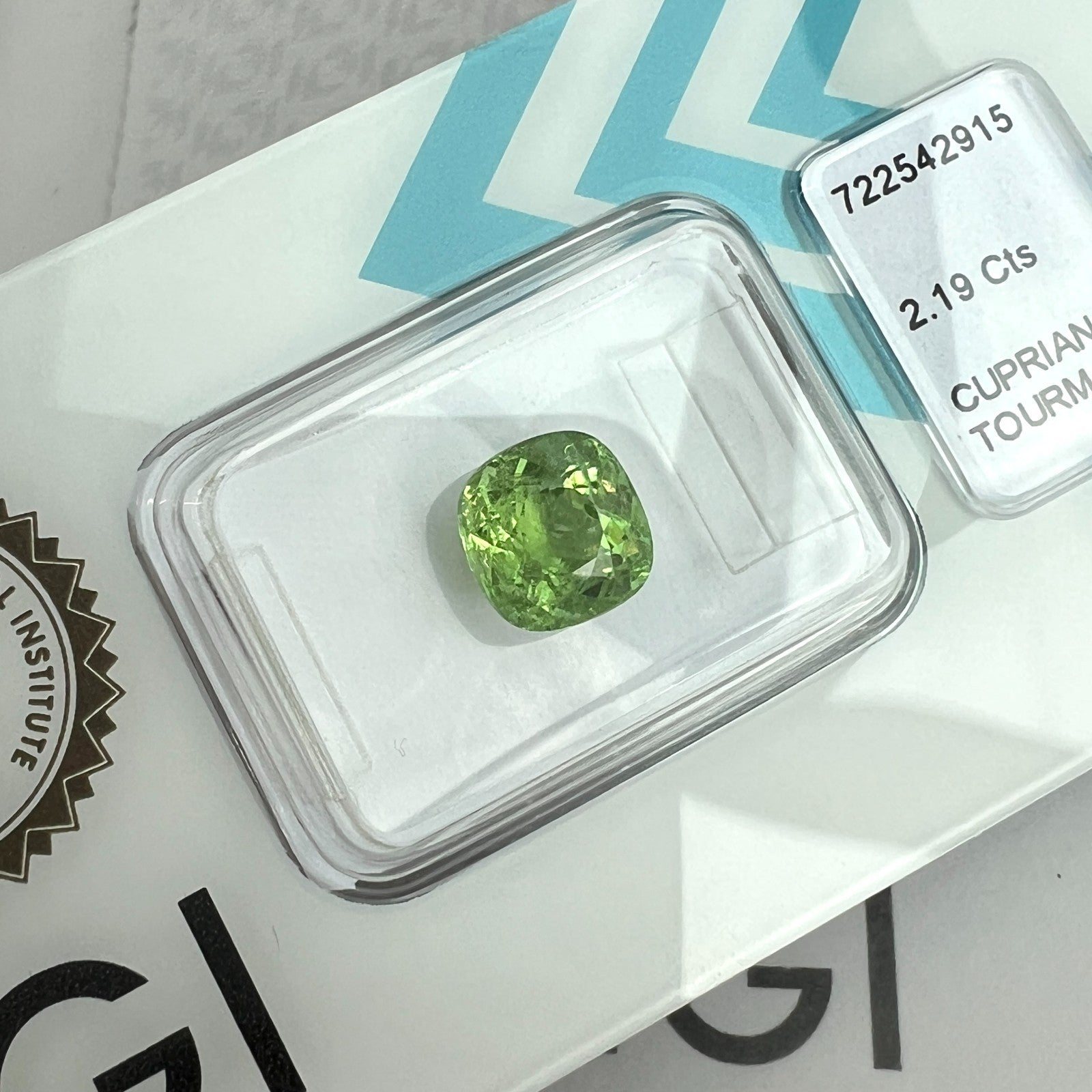 2.19ct IGI CERTIFIED Fine NATURAL Cuprian PARAIBA Tourmaline Cushion Cut RARE — view 4