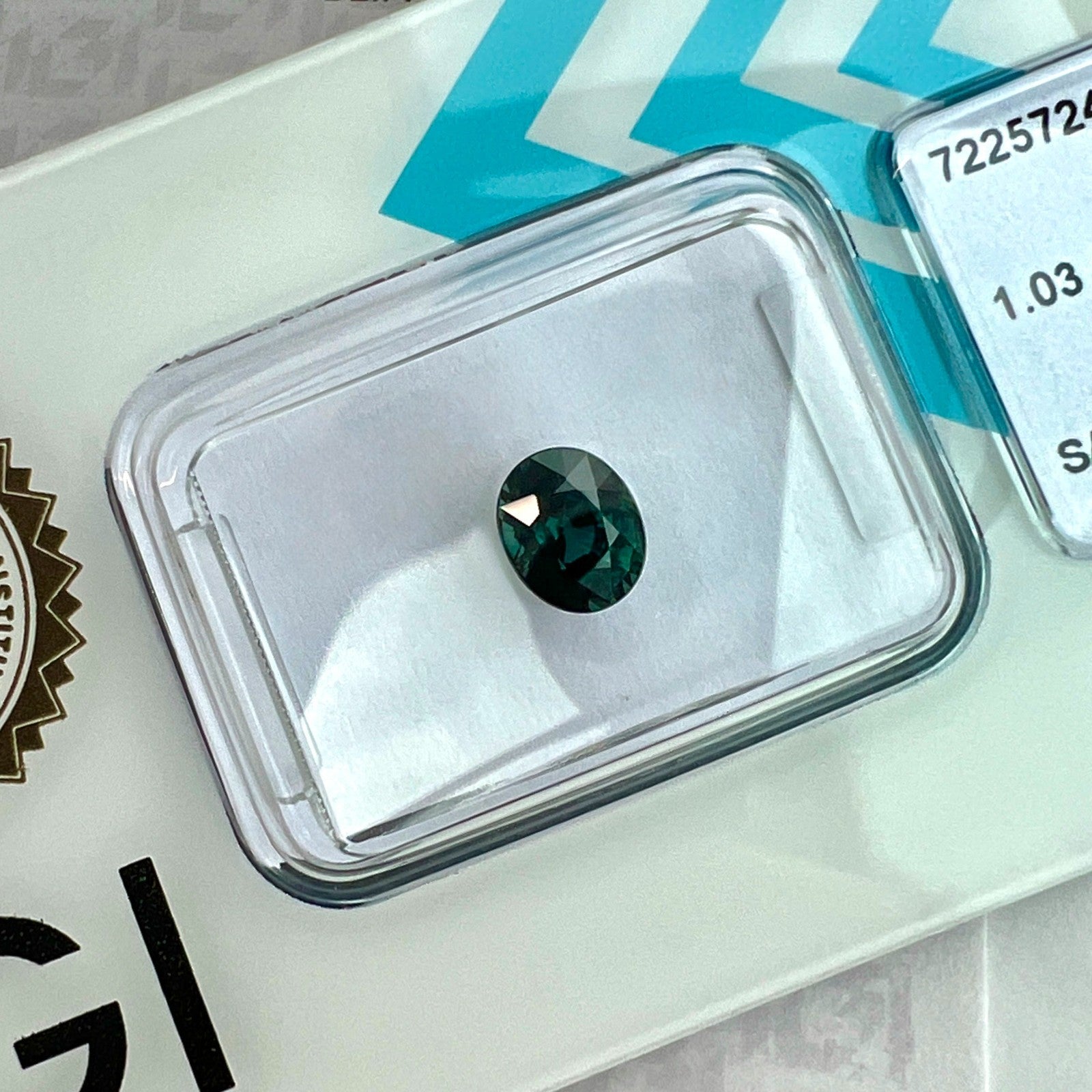 Fine IGI CERTIFIED 1.03ct AUSTRALIAN Deep Greenish Blue Sapphire Oval Cut RARE — view 3
