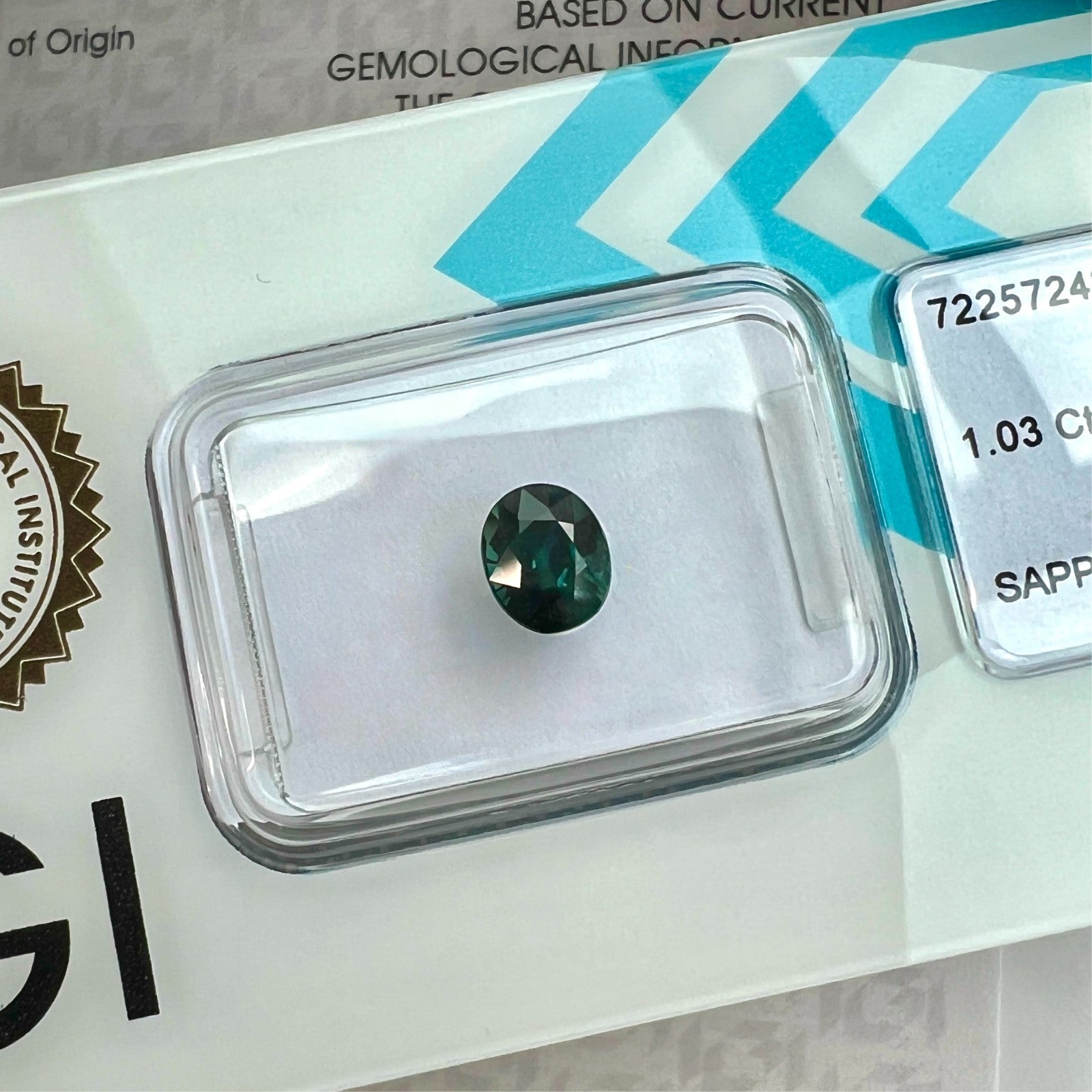 Fine IGI CERTIFIED 1.03ct AUSTRALIAN Deep Greenish Blue Sapphire Oval Cut RARE — view 4