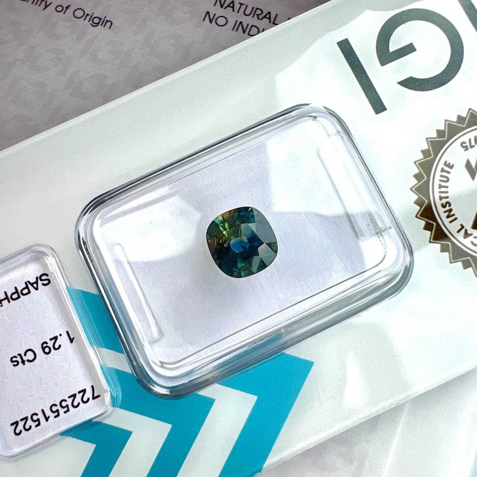 1.29ct IGI CERTIFIED Bi Colour Sapphire Blue Green Yellow AUSTRALIAN Untreated — view 4
