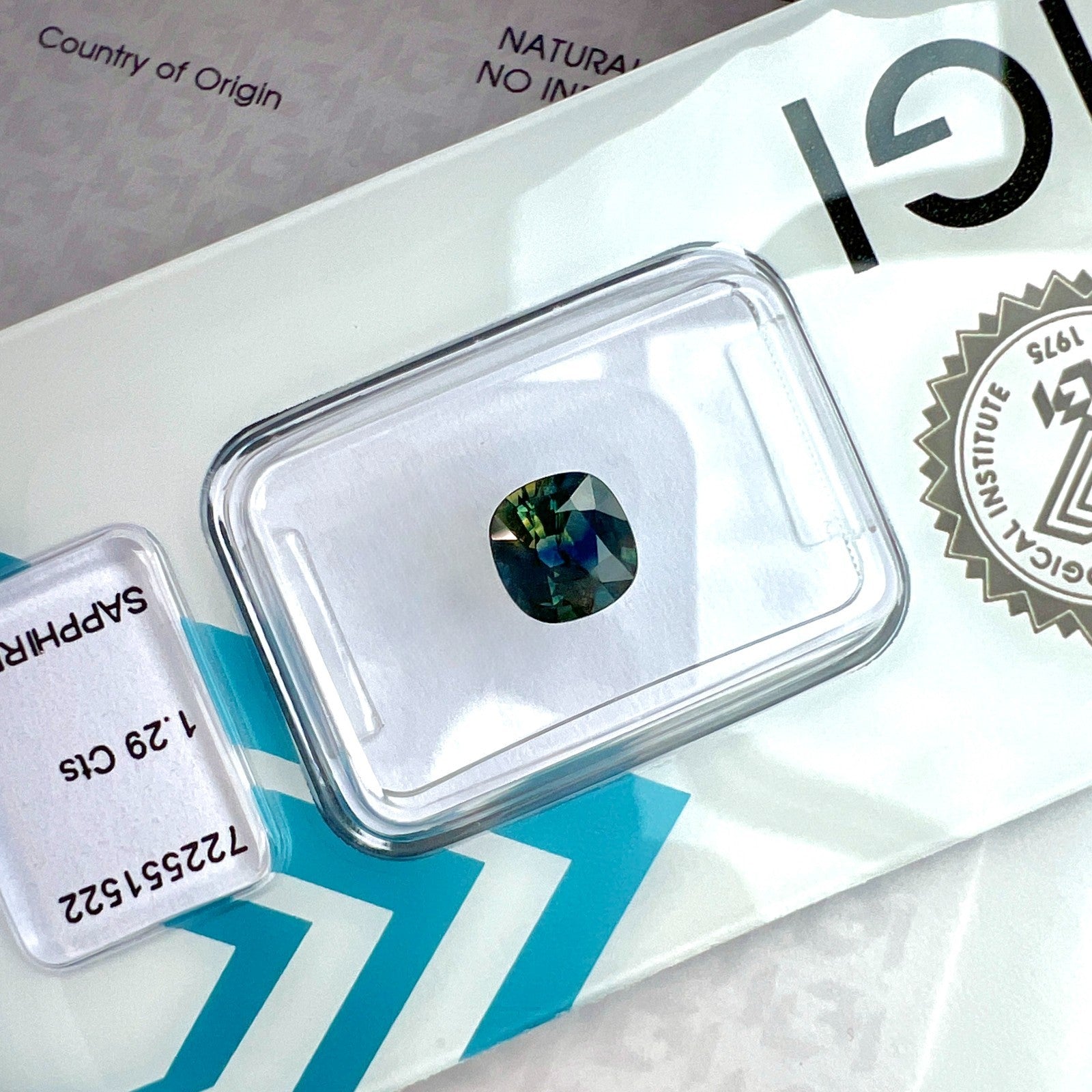 1.29ct IGI CERTIFIED Bi Colour Sapphire Blue Green Yellow AUSTRALIAN Untreated — view 5