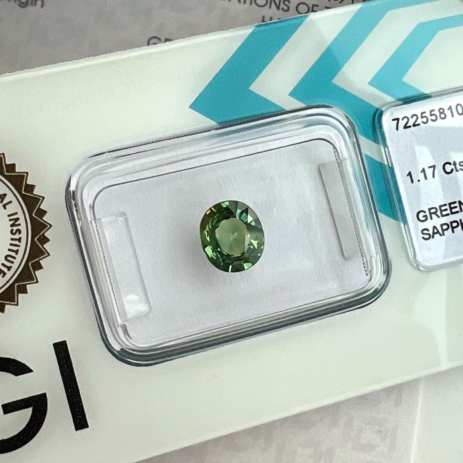 IGI CERTIFIED 1.17ct AUSTRALIAN Sapphire NATURAL Vivid Green Oval UNTREATED Gem — view 4