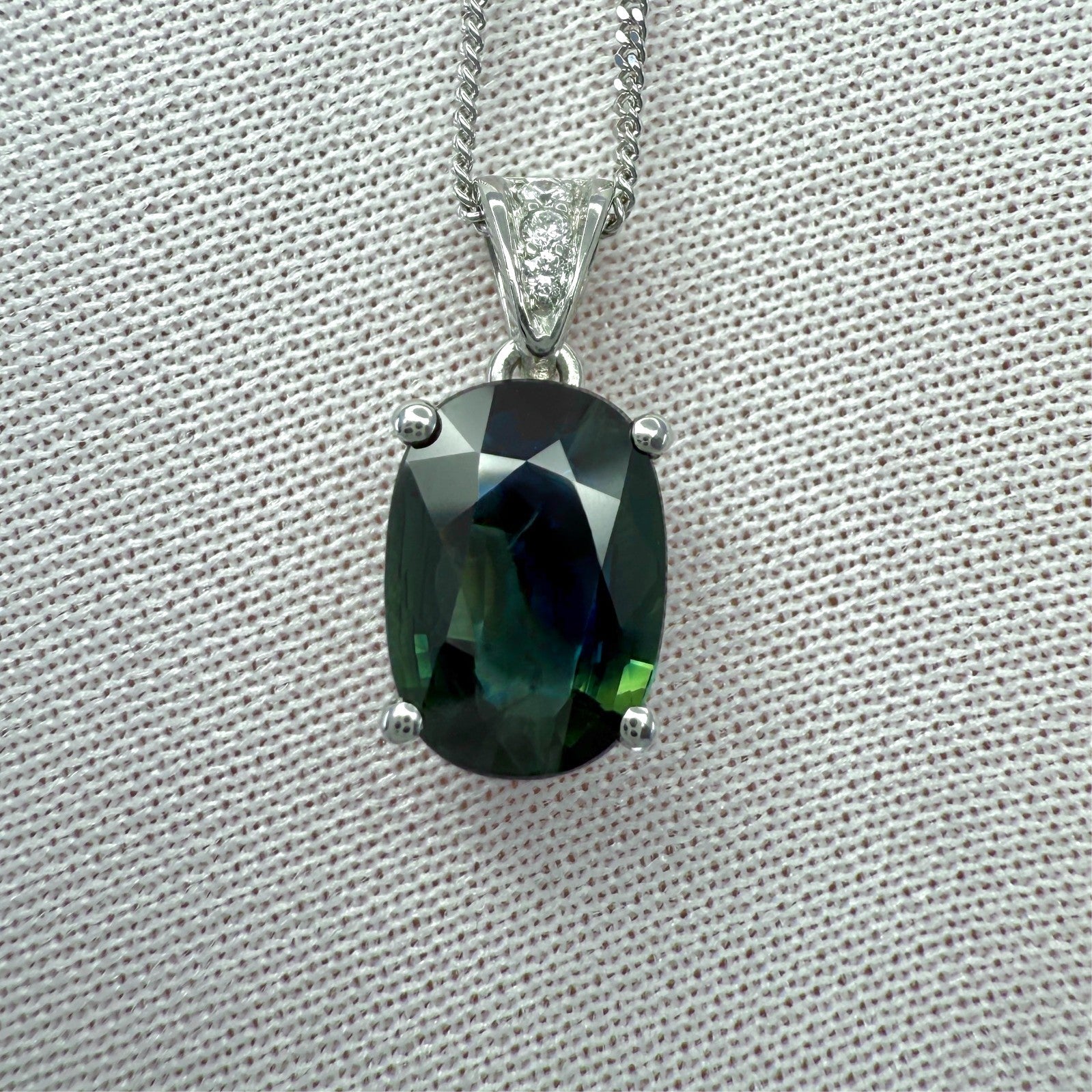 2.00ct GIA Certified Untreated Bi Colour Sapphire & Diamond Platinum Pendant — view 3