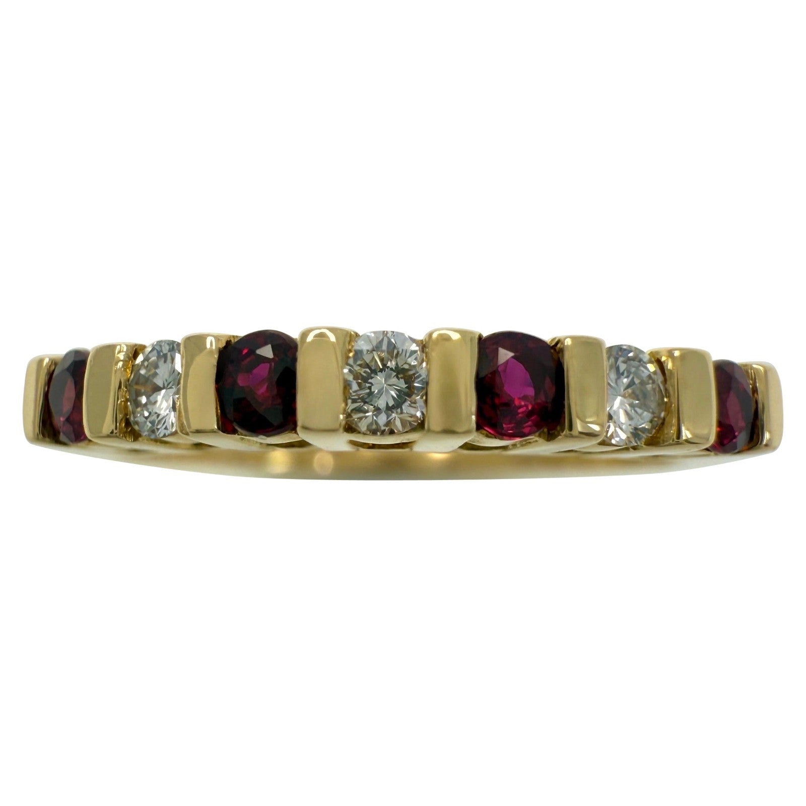 Vintage Van Cleef & Arpels Ruby And Diamond 18k Yellow Gold Eternity Band Ring