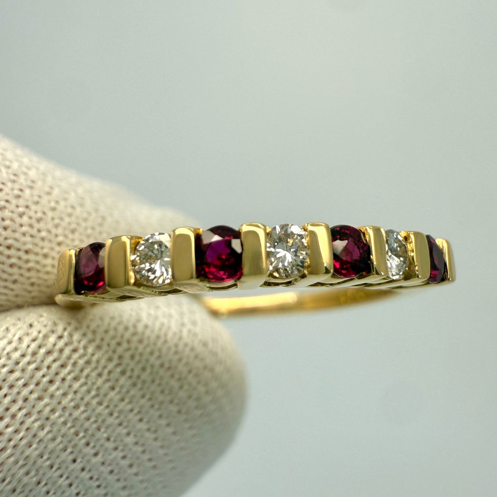 Vintage Van Cleef & Arpels Ruby And Diamond 18k Yellow Gold Eternity Band Ring — view 3