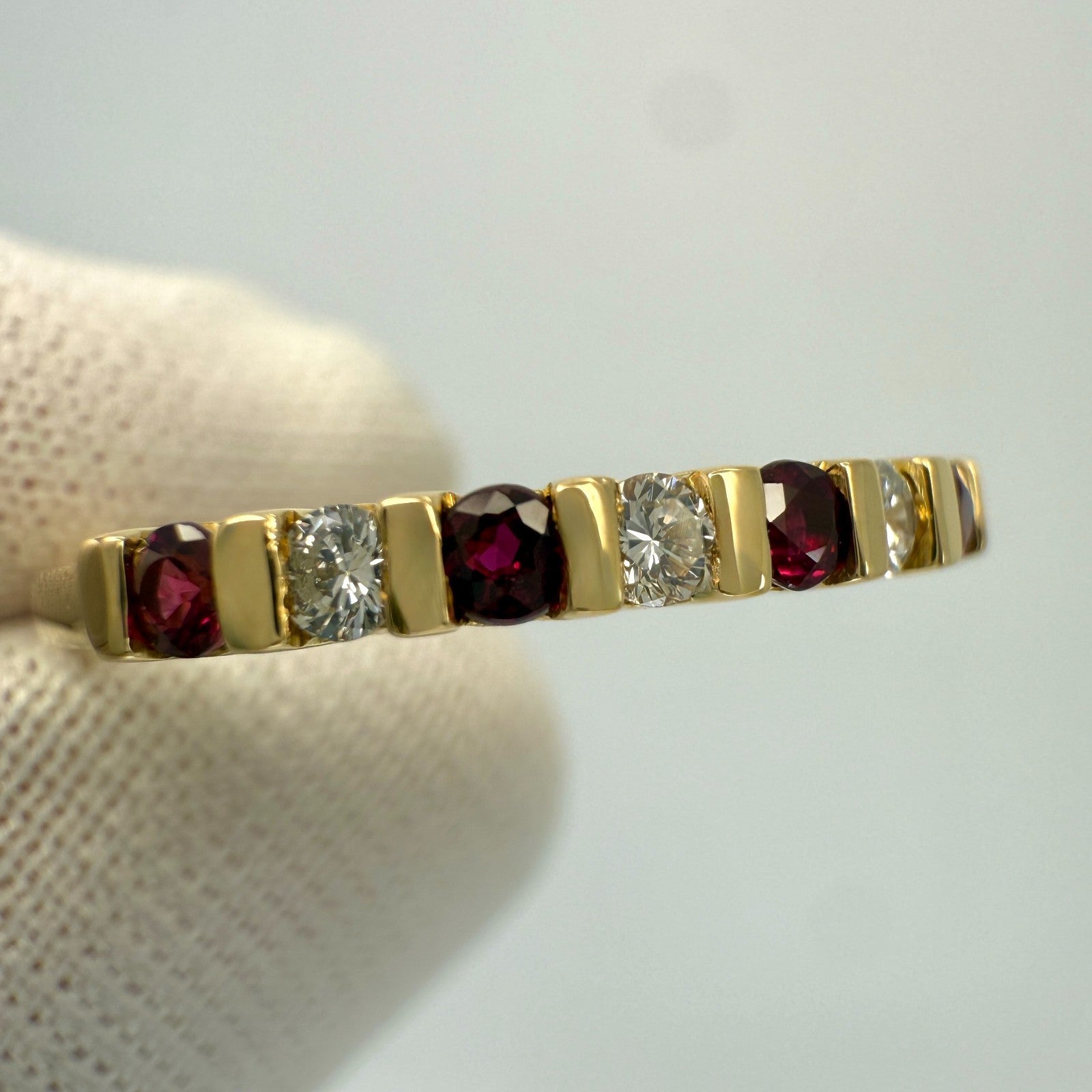 Vintage Van Cleef & Arpels Ruby And Diamond 18k Yellow Gold Eternity Band Ring — view 5
