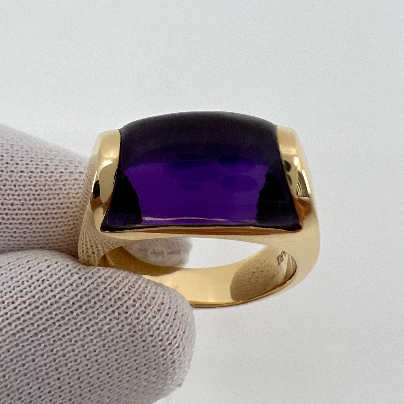 Rare Bvlgari Bulgari Tronchetto 18k Yellow Gold Purple Amethyst Ring with Box — view 2
