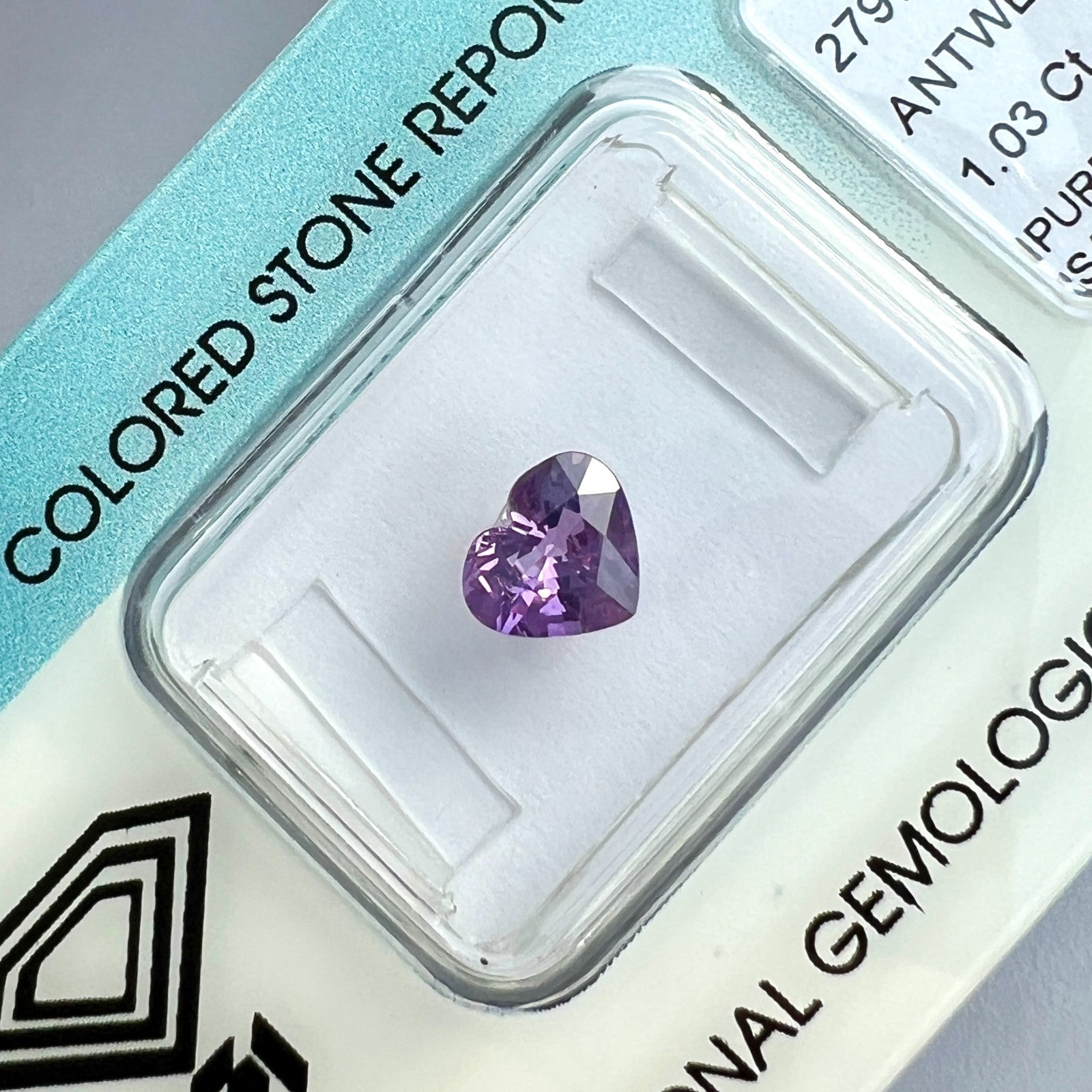 IGI CERTIFIED 1.03ct Sapphire FINE Vivid Pink Purple Heart UNTREATED Gemstone — view 1