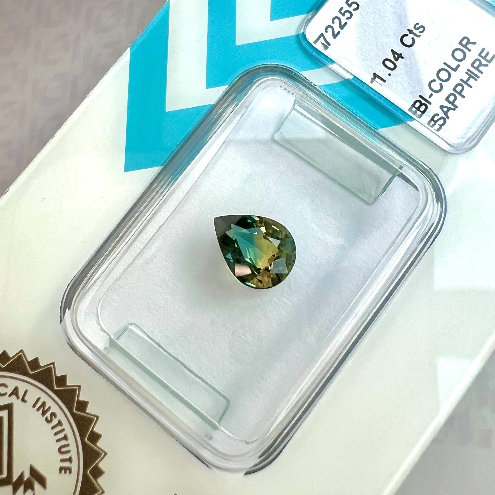IGI CERTIFIED 1.04ct NATURAL Blue Yellow Bi Colour Sapphire AUSTRALIAN Pear Cut