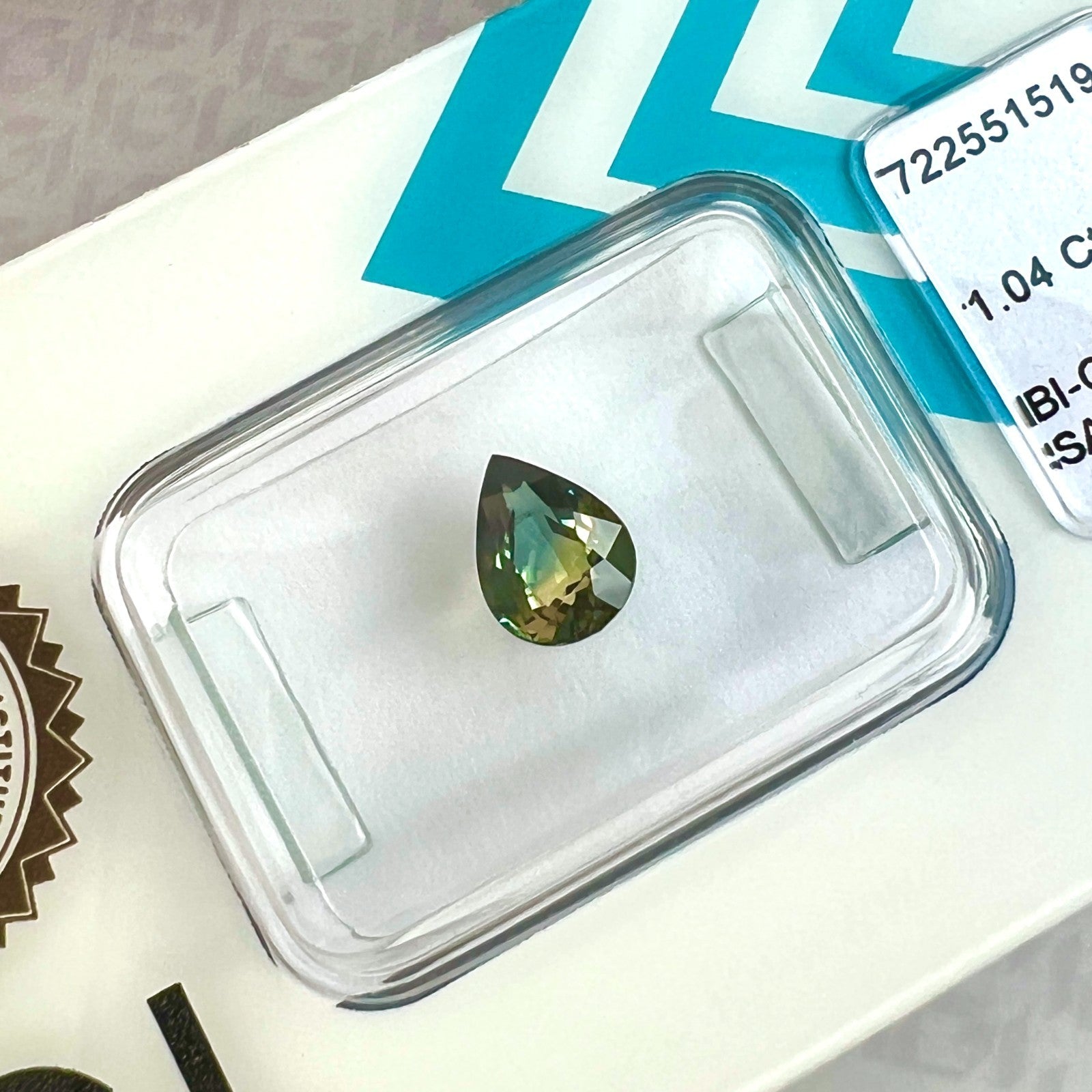 IGI CERTIFIED 1.04ct NATURAL Blue Yellow Bi Colour Sapphire AUSTRALIAN Pear Cut — view 4